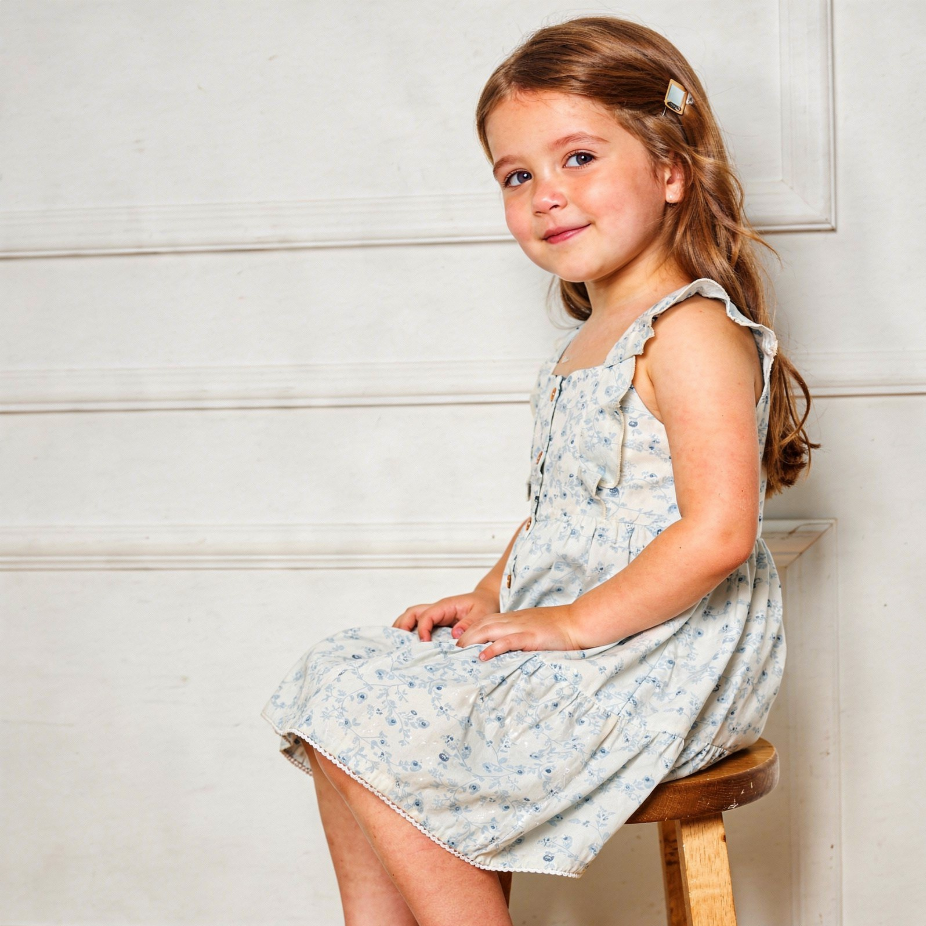 Makemake Organics - Organic Flutter Buttoned Tiered Dress - Ivy Floral