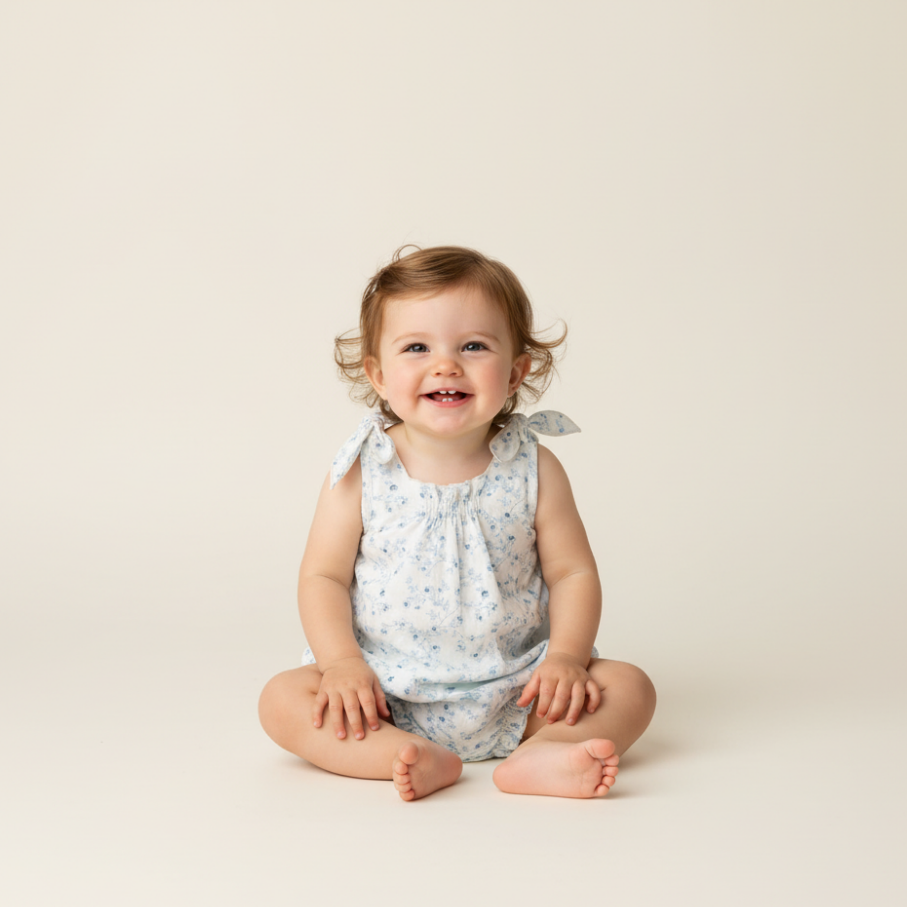 Makemake Organics - Organic Tie Shoulder Bubble Romper - Ivy Floral