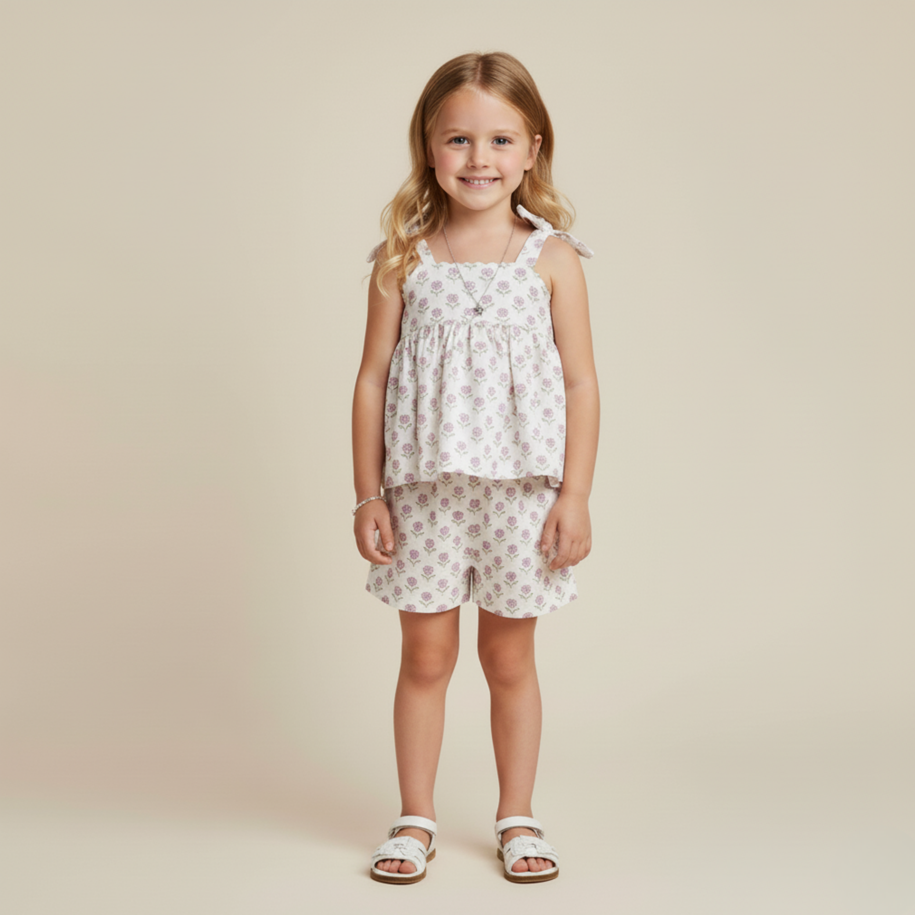 Makemake Organics - Organic Tie Up Top & Shorts Set - Lavender