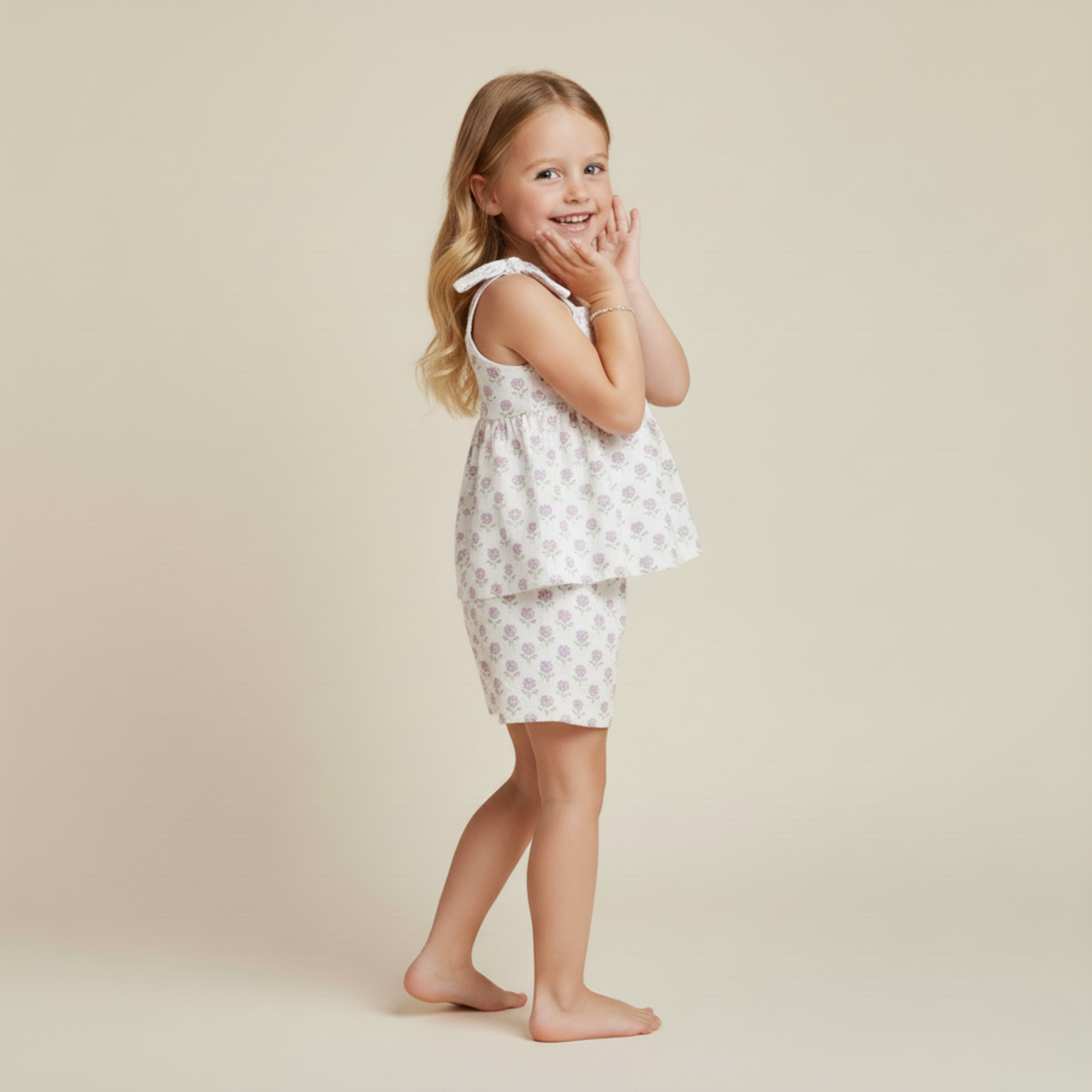 Makemake Organics - Organic Tie Up Top & Shorts Set - Lavender
