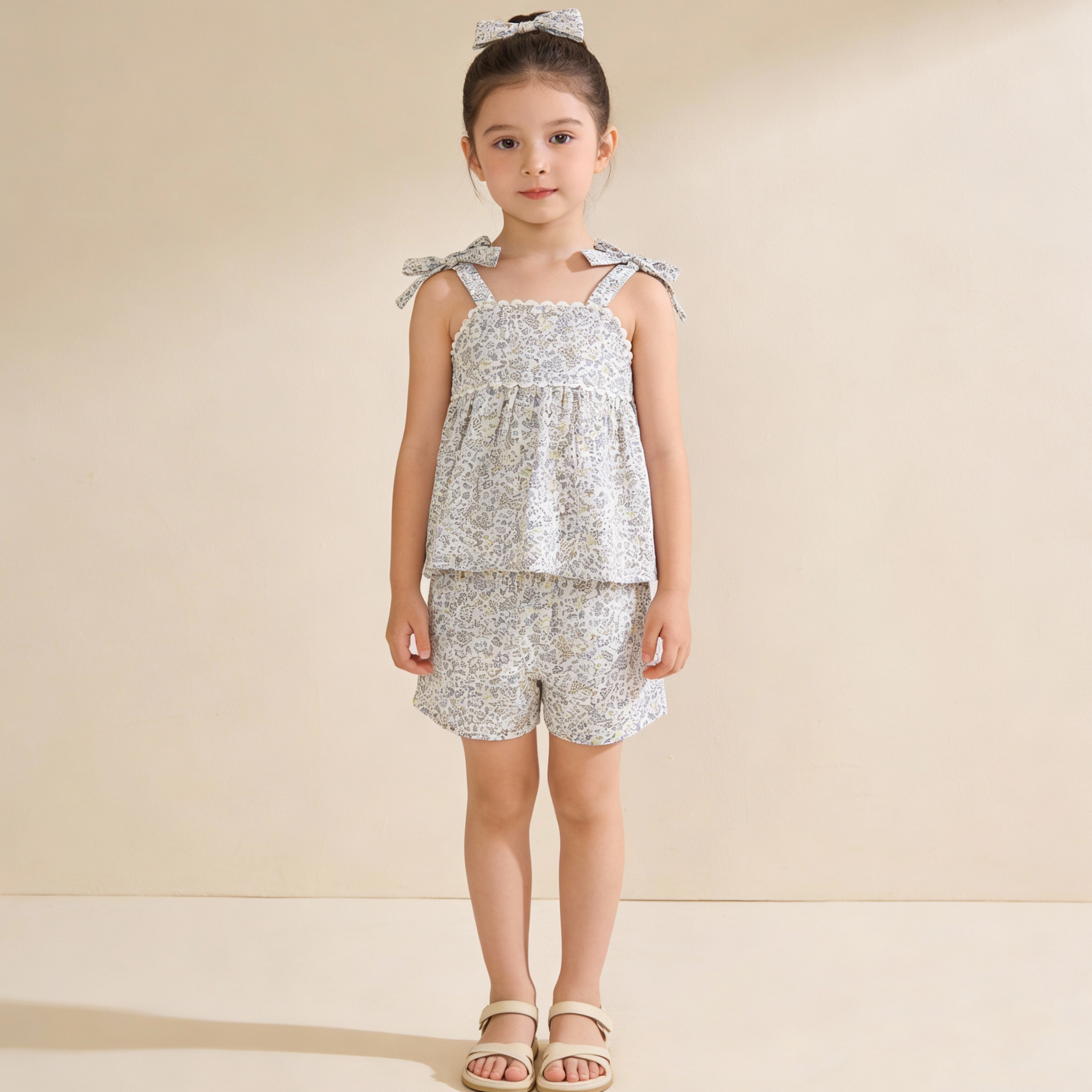 Makemake Organics - Organic Tie Up Top & Shorts Set - Tulle Floral