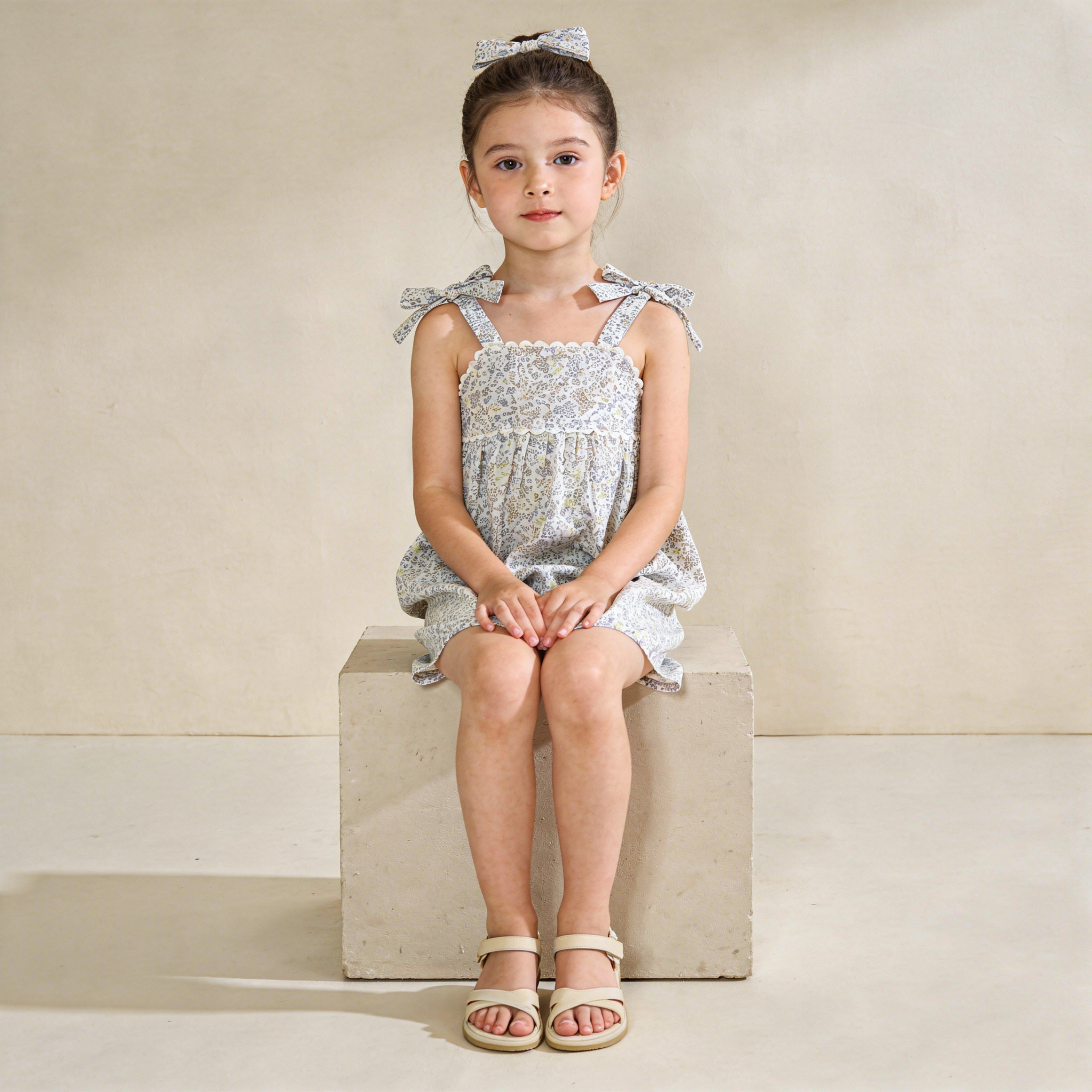 Makemake Organics - Organic Tie Up Top & Shorts Set - Tulle Floral