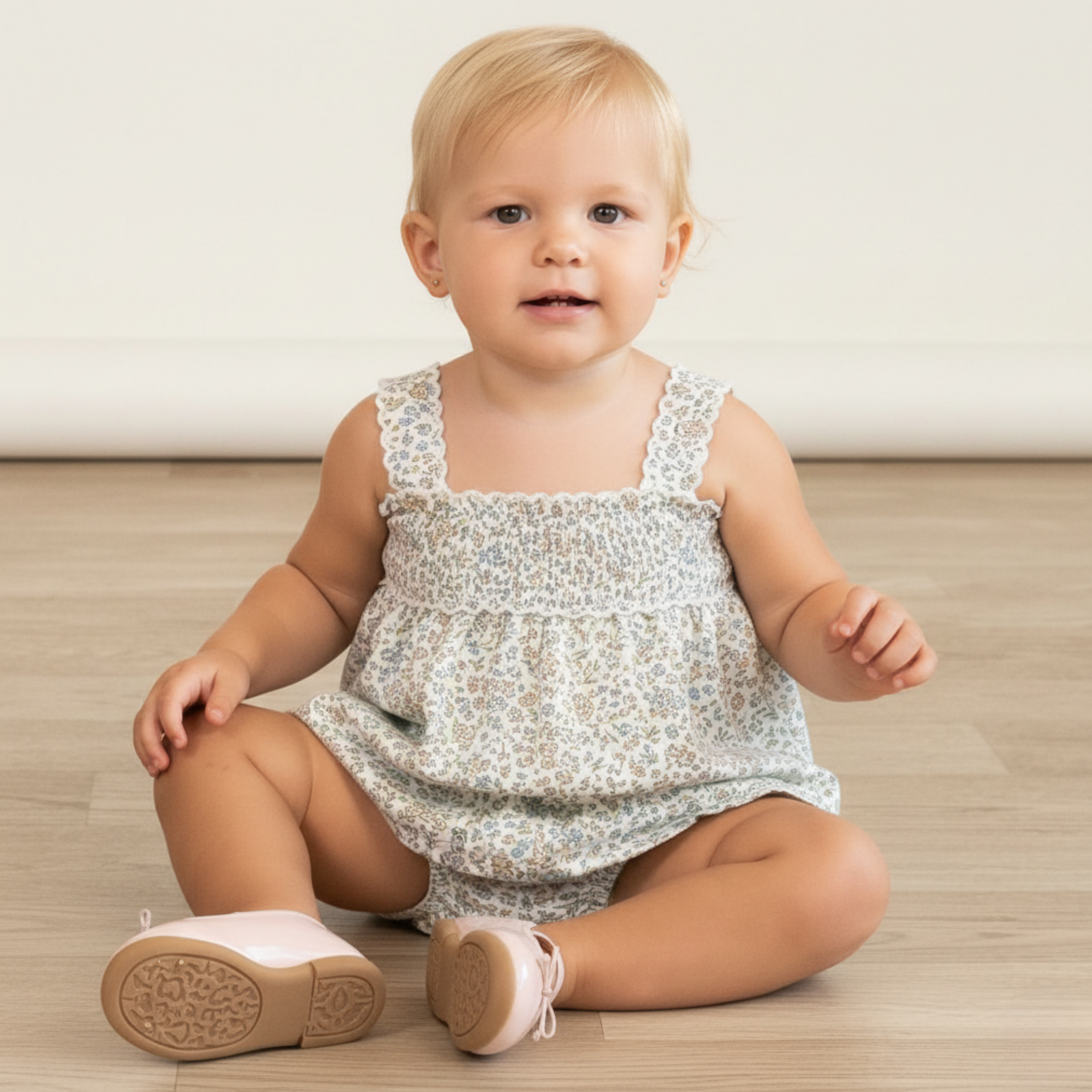 Makemake Organics - Organic Scalloped Top & Bloomers Set - Tulle Floral