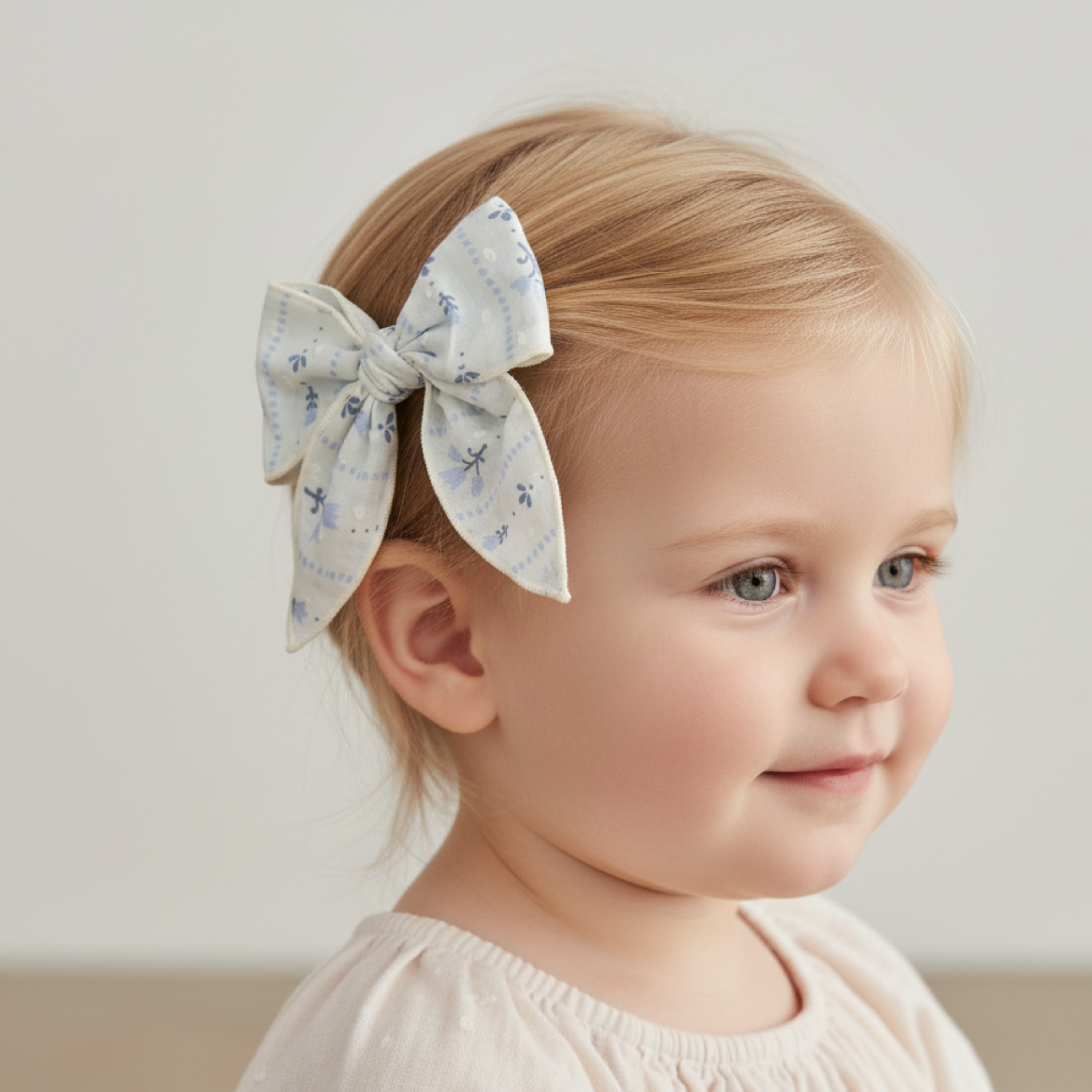 Makemake Organics - Organic Hair Bow Clip - Blue Vines