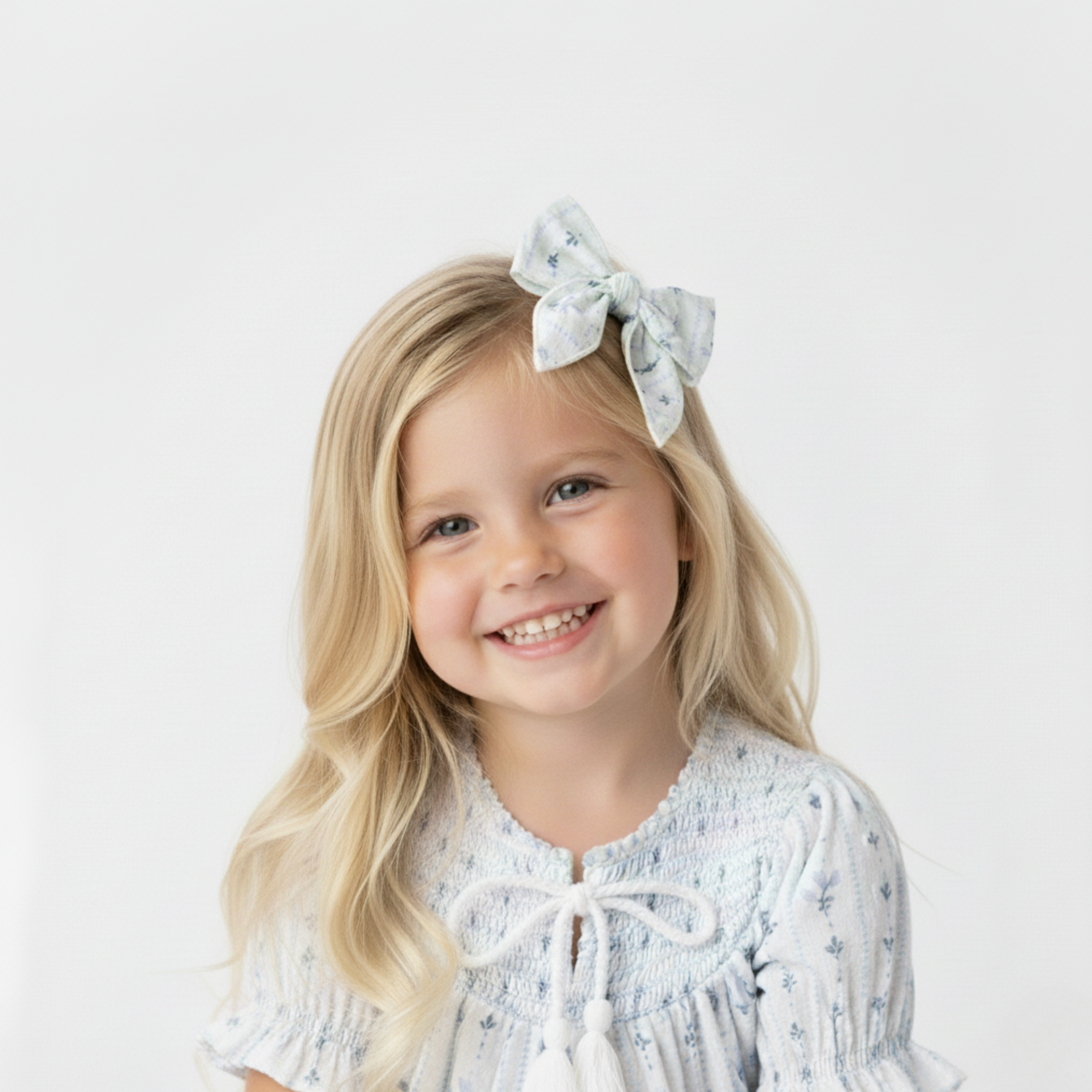 Makemake Organics - Organic Hair Bow Clip - Blue Vines