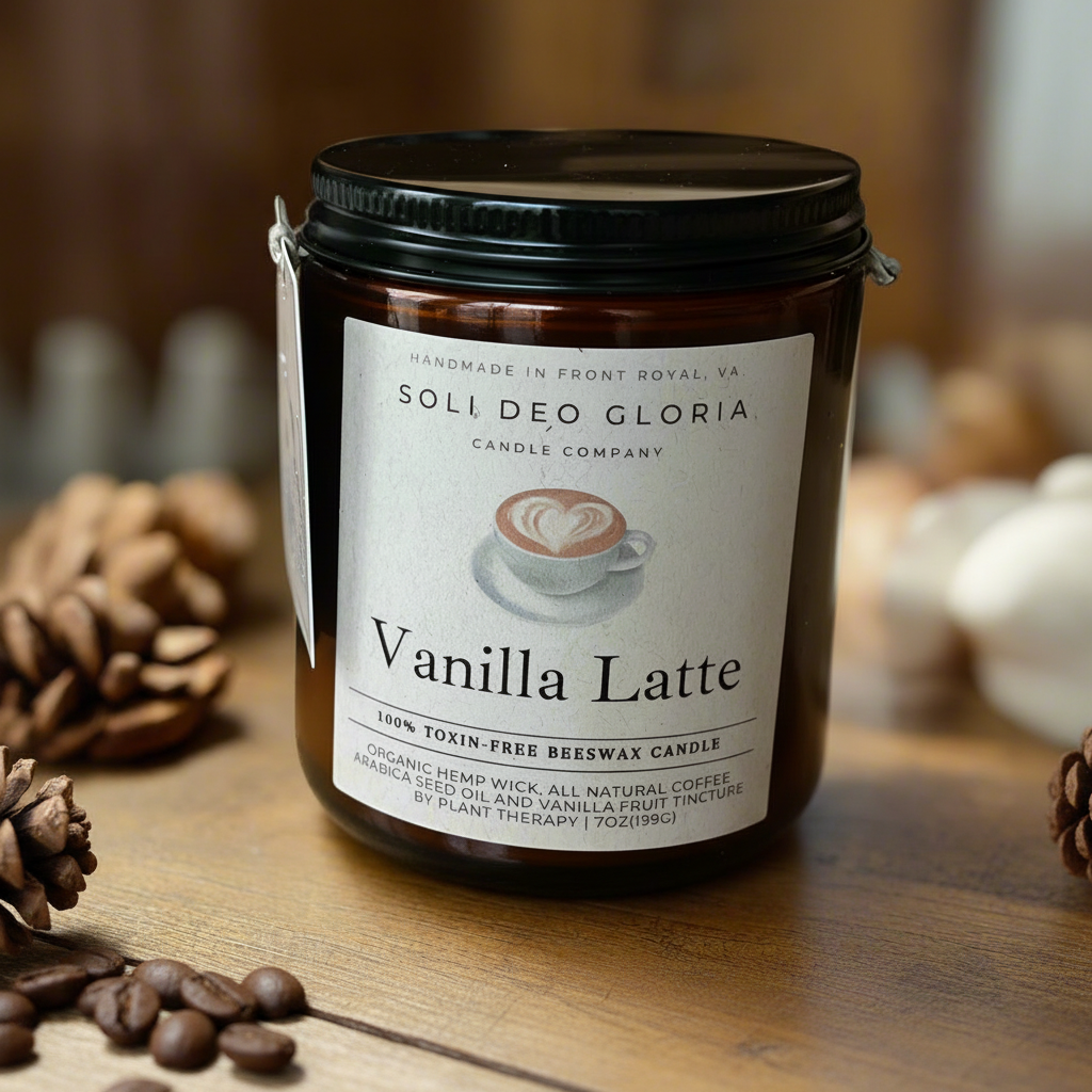 Soli Deo Gloria Candle Company Vanilla Latte | Coffee & Vanilla Beeswax Candle