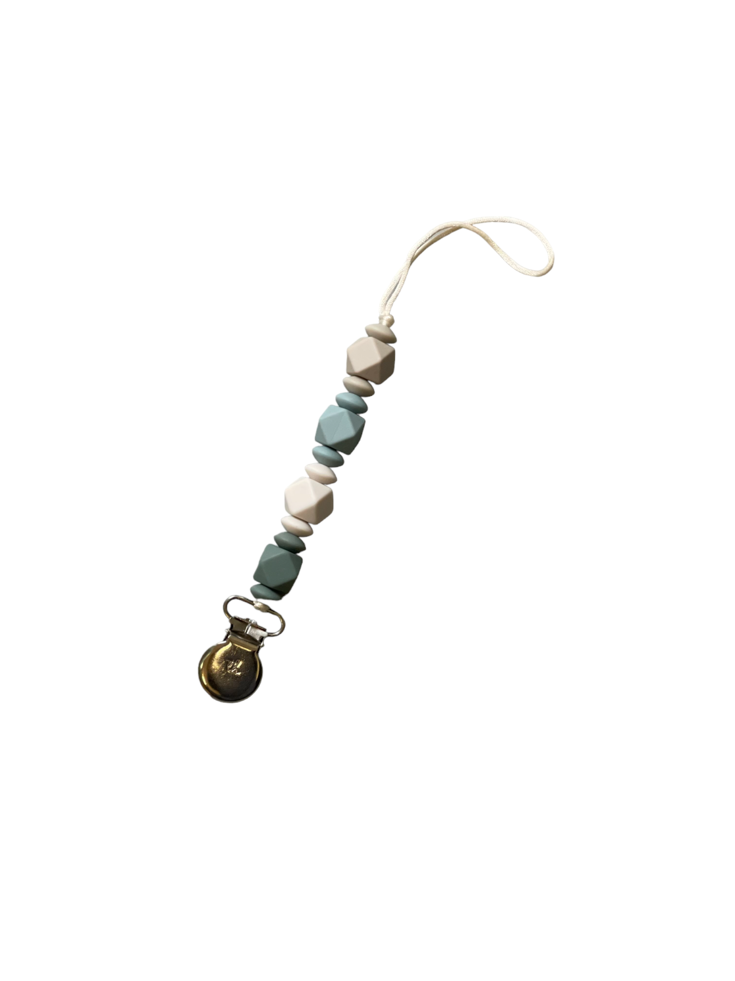 Decorative keychain with beads and a bell on a white background