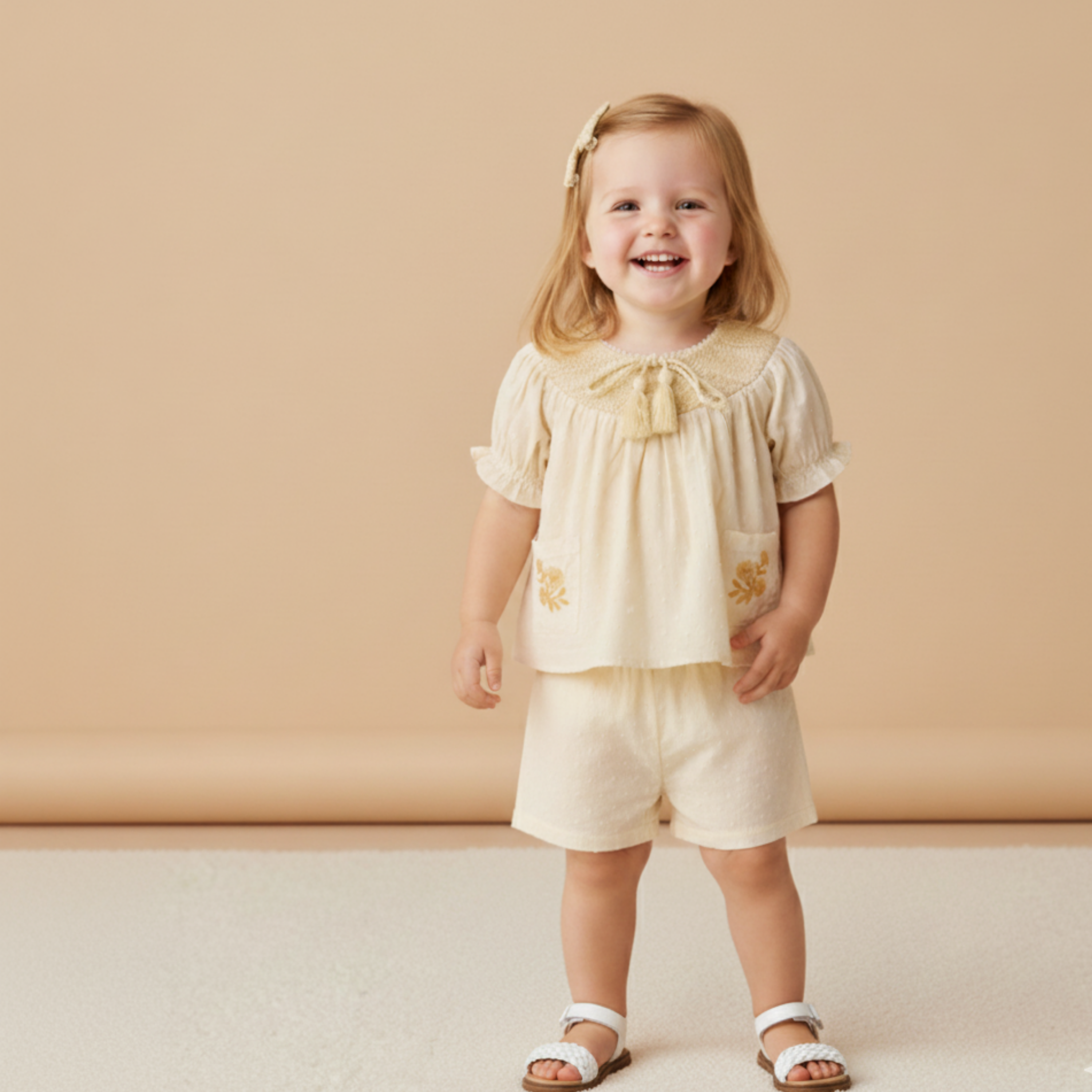 Makemake Organics - Organic Smocked Top & Shorts Set - Butter Yellow