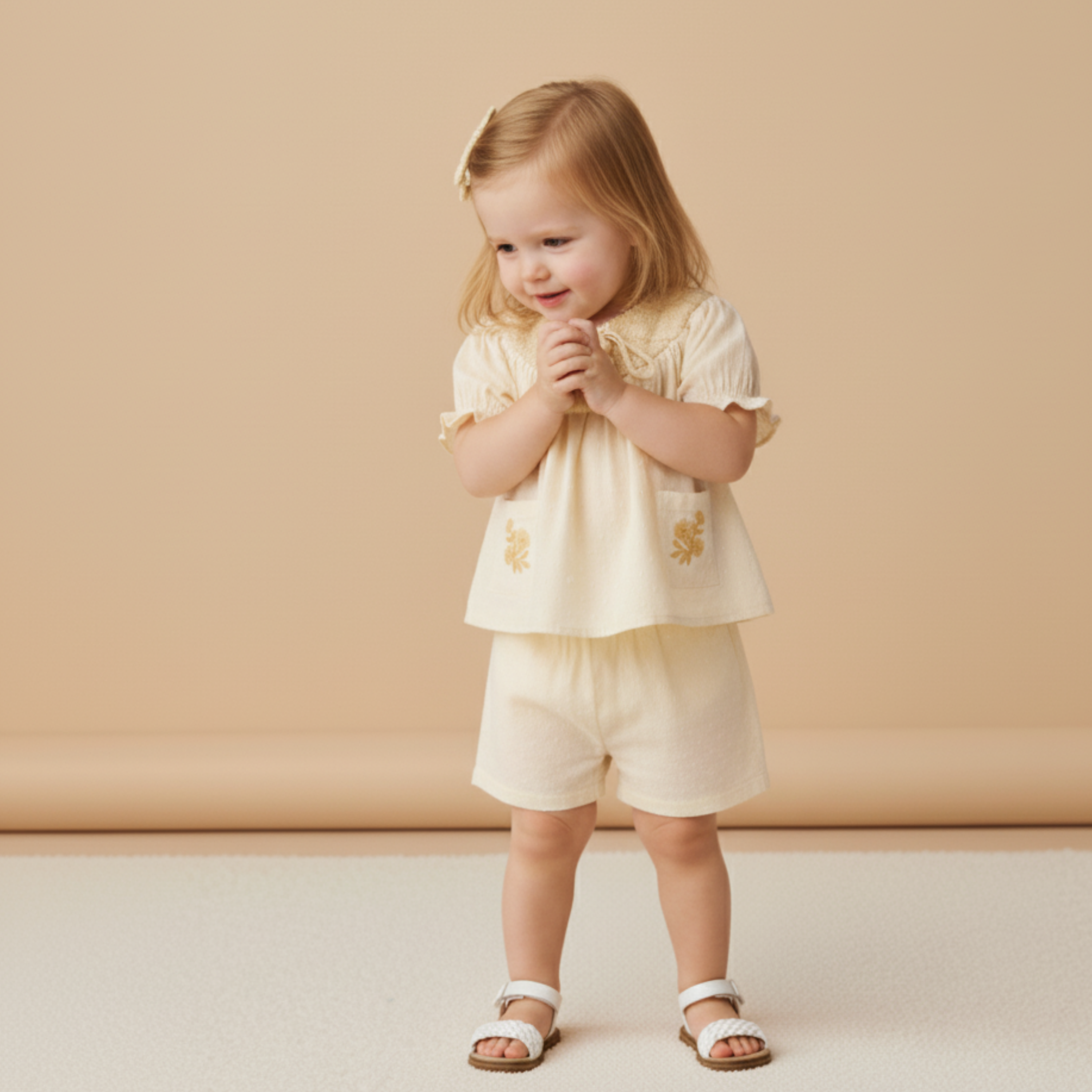 Makemake Organics - Organic Smocked Top & Shorts Set - Butter Yellow