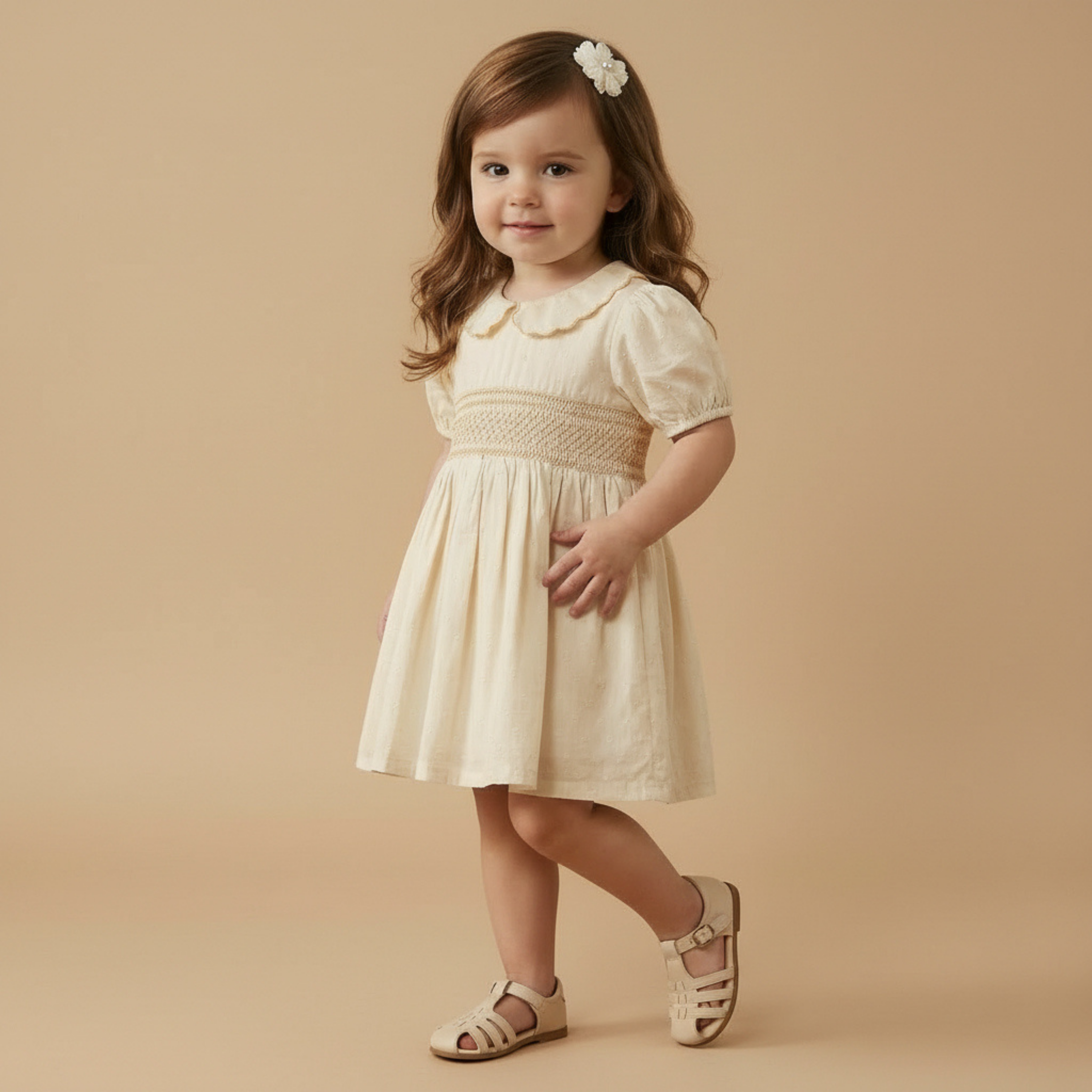 Makemake Organics - Organic Smocked Collar Dress - Butter Yellow