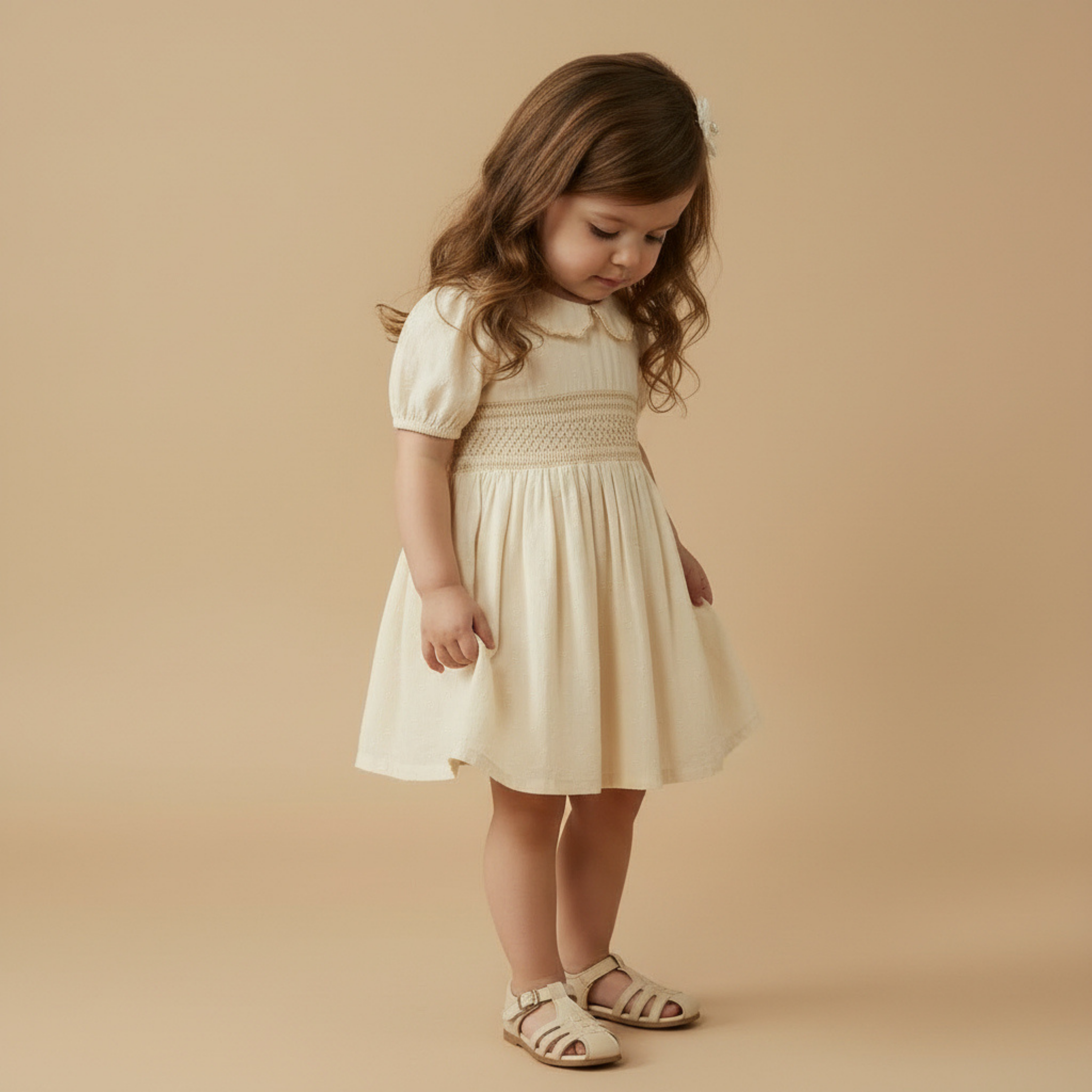 Makemake Organics - Organic Smocked Collar Dress - Butter Yellow