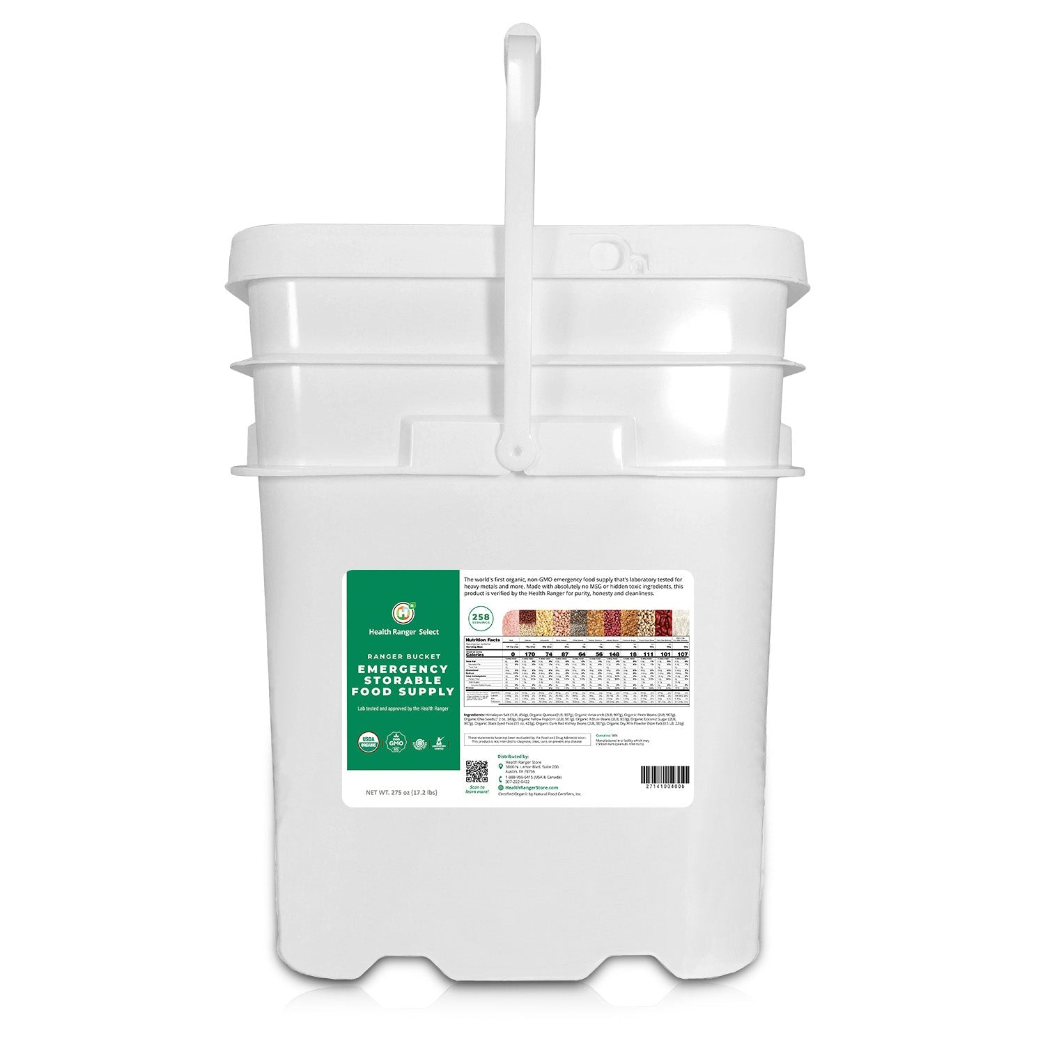 Health Ranger Store 23 Days Food Supply (1 Adult) - (536 Servings) Ranger Bucket Set - Organic Emergency Storable Food Supply (A26 + B19)