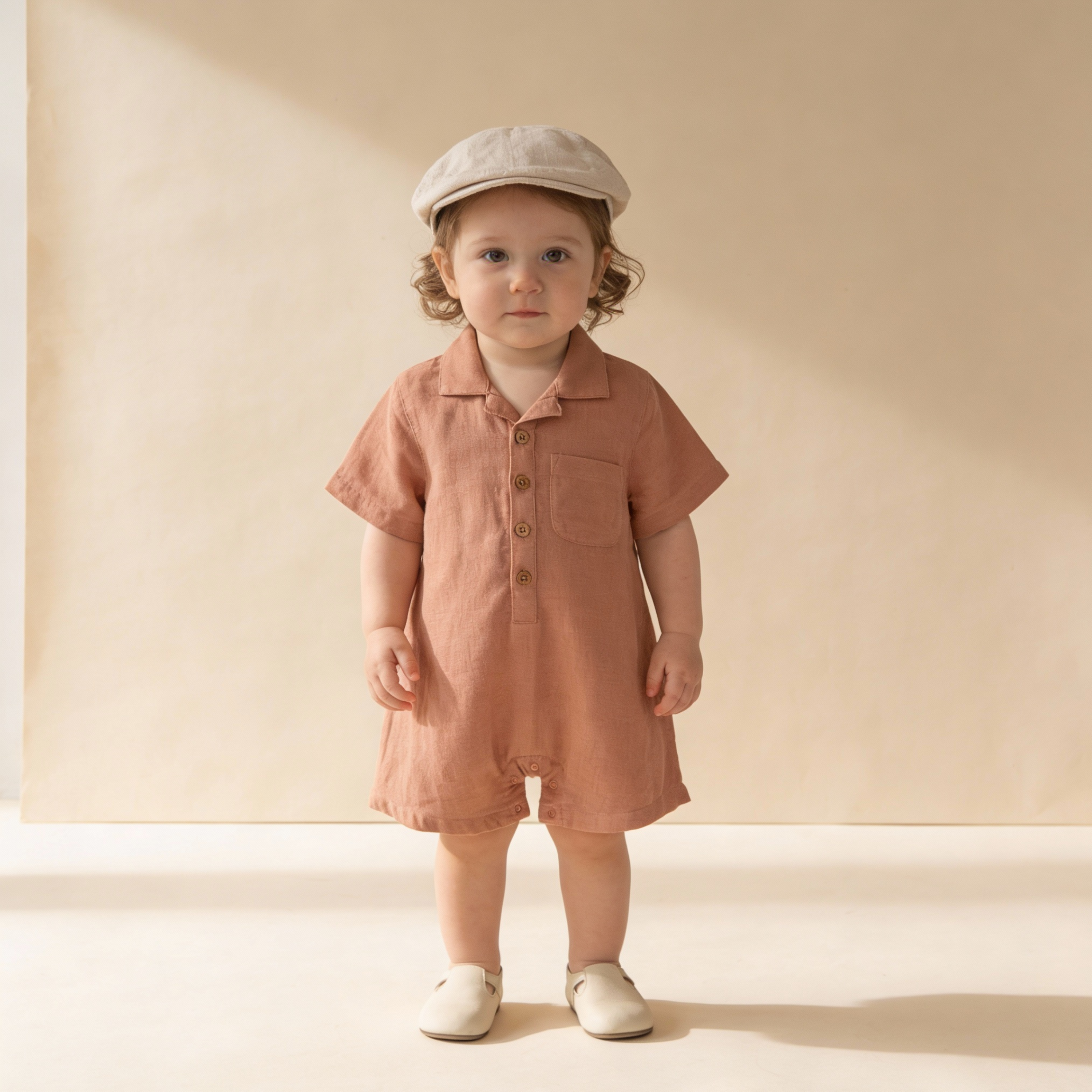 Makemake Organics - Organic Collared Romper - Clay