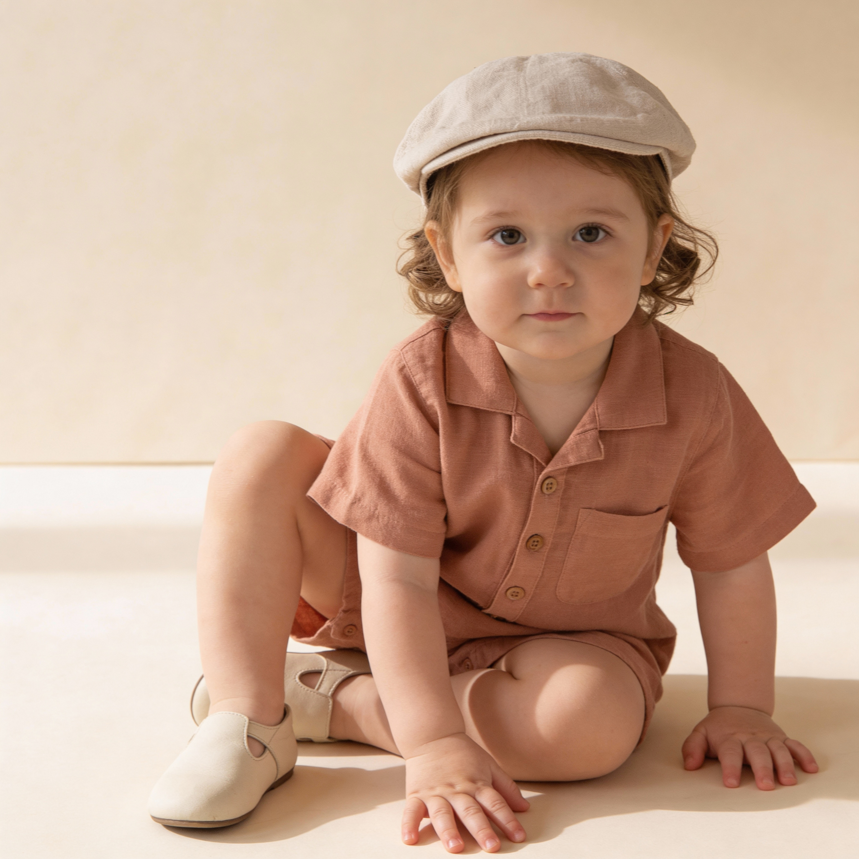 Makemake Organics - Organic Collared Romper - Clay