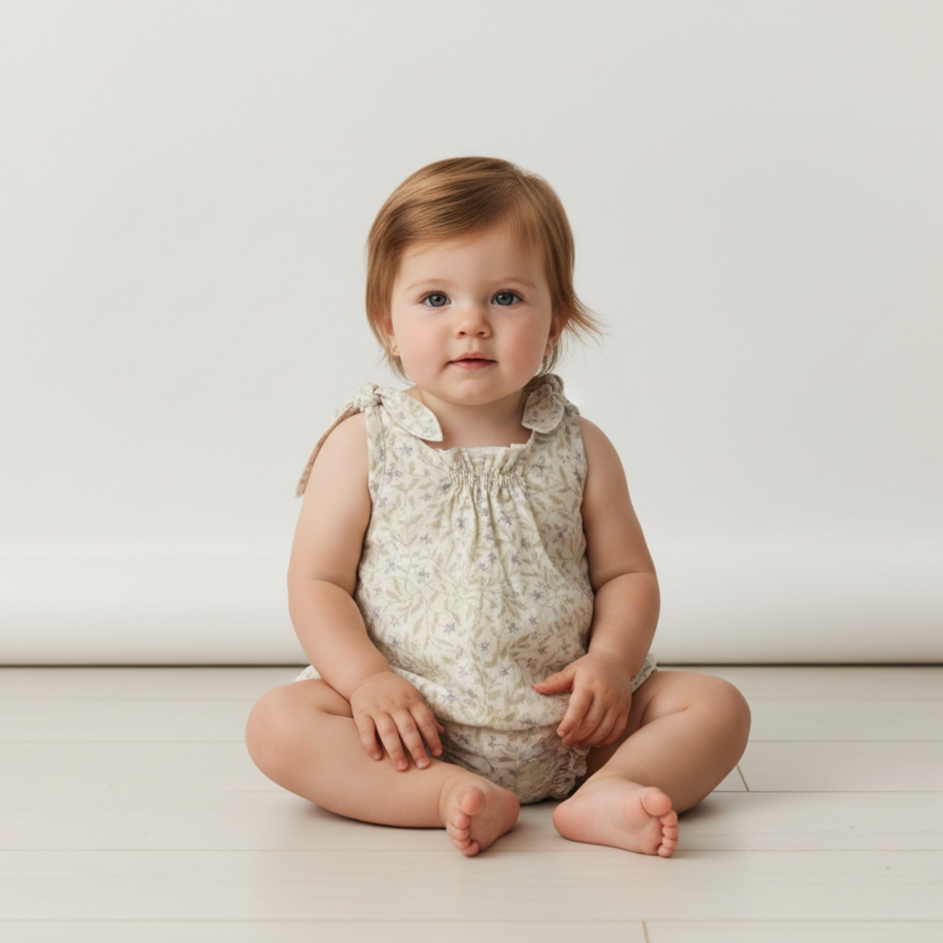 Makemake Organics - Organic Tie Shoulder Bubble Romper - Bluebelle