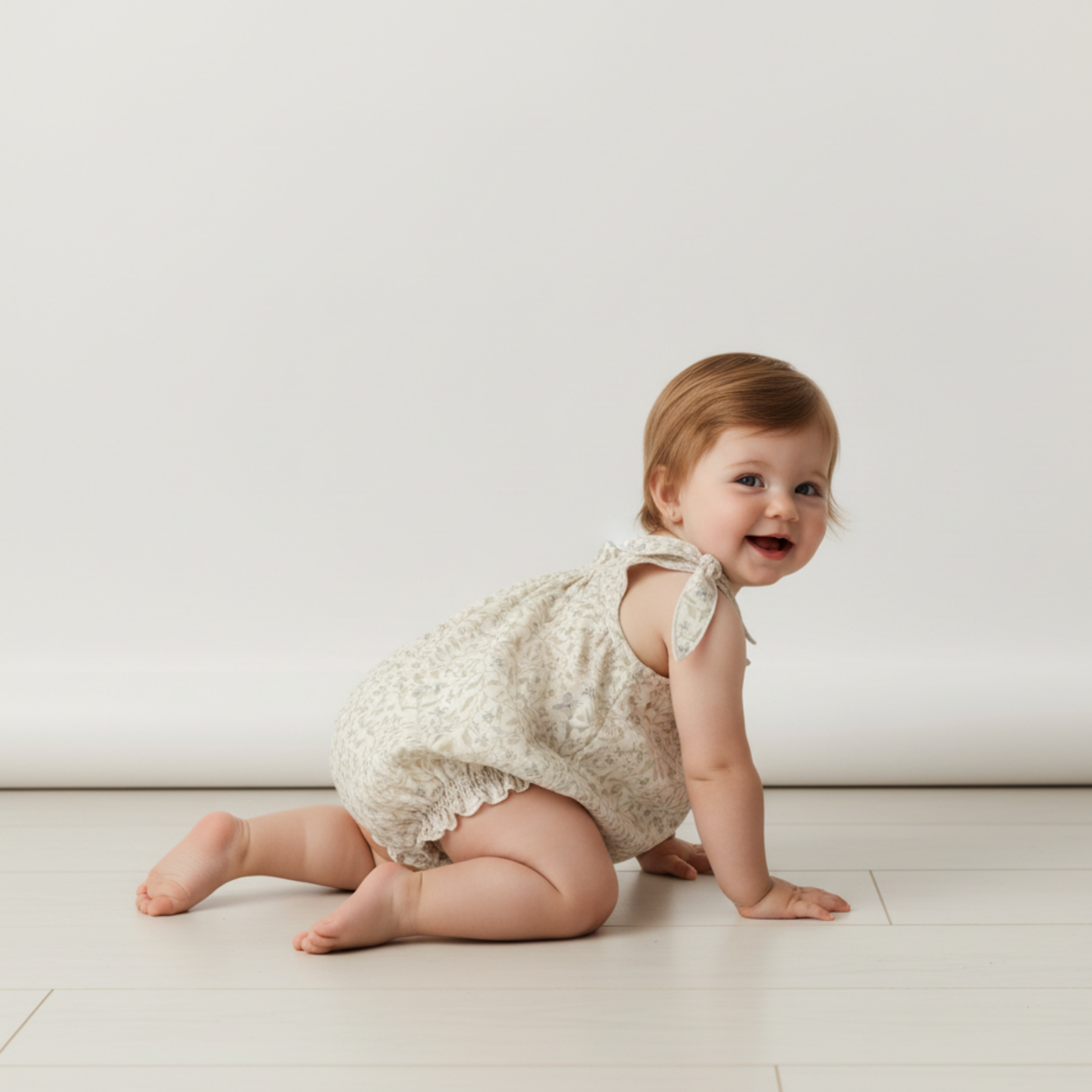 Makemake Organics - Organic Tie Shoulder Bubble Romper - Bluebelle