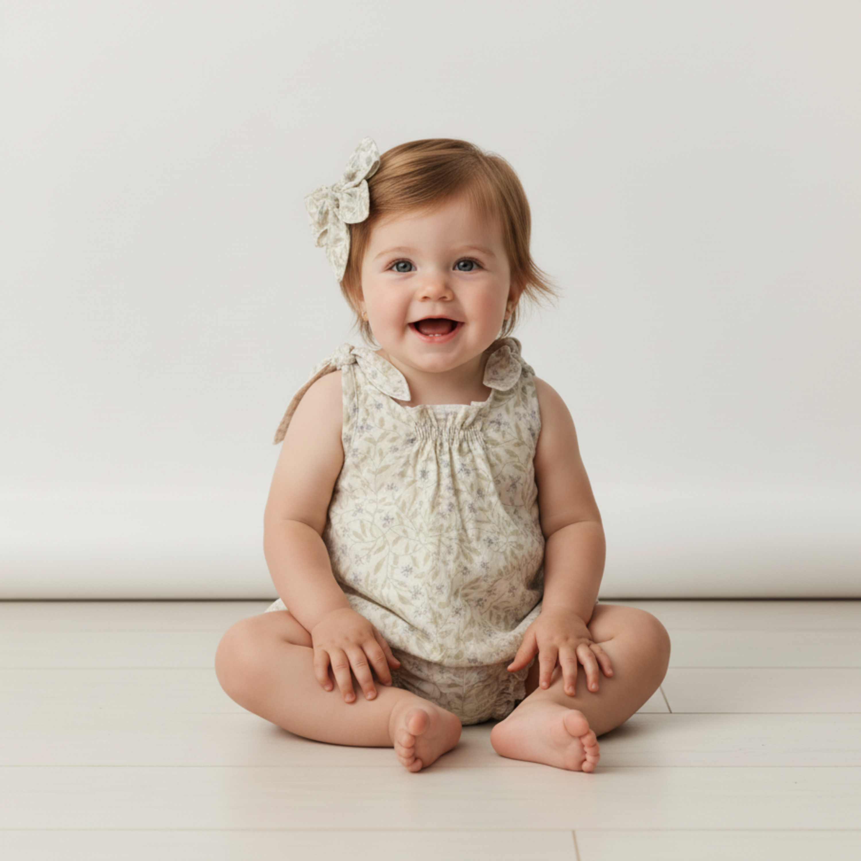 Makemake Organics - Organic Tie Shoulder Bubble Romper - Bluebelle