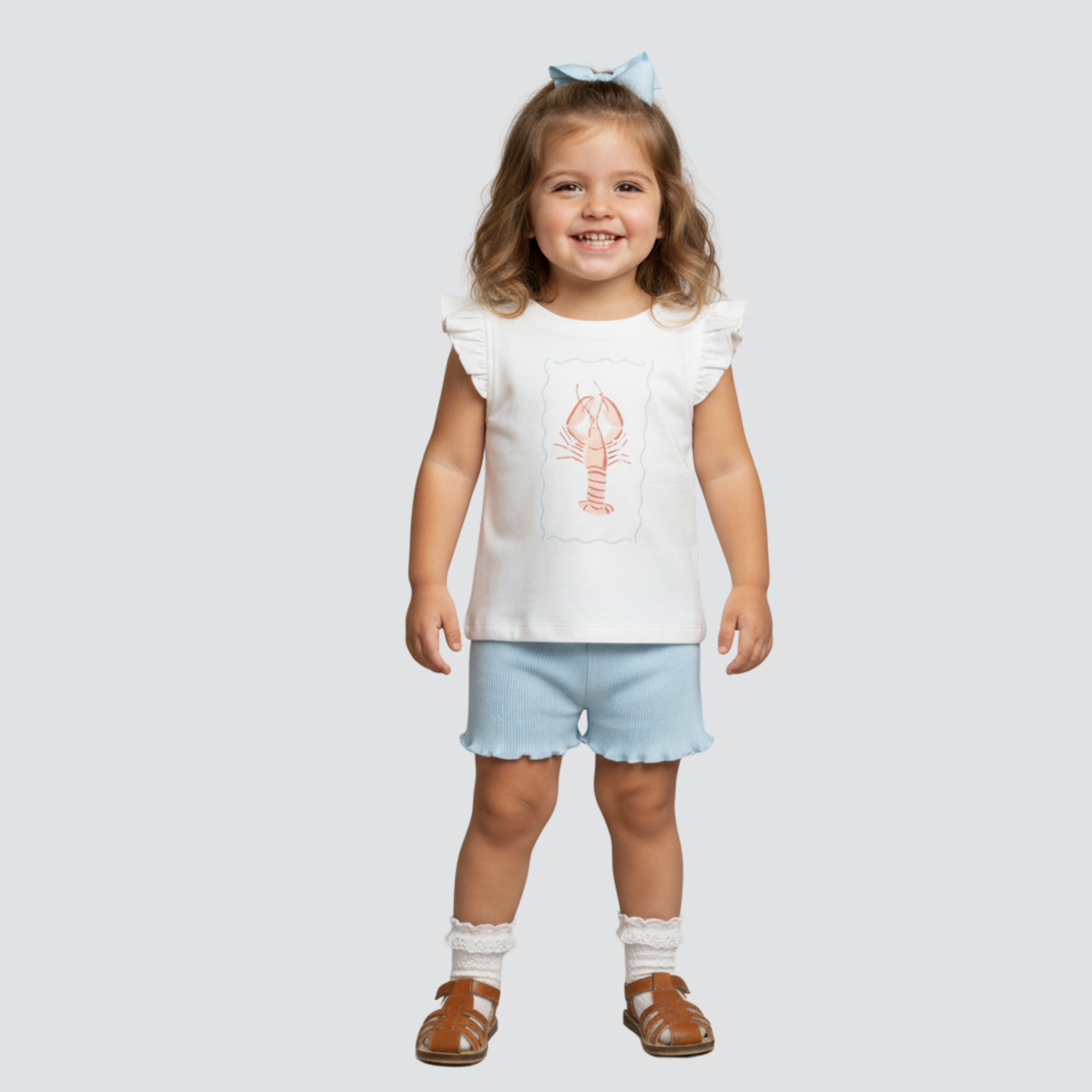 Makemake Organics - Organic Sleeveless Flutter Top & Shorts Set - Lobster