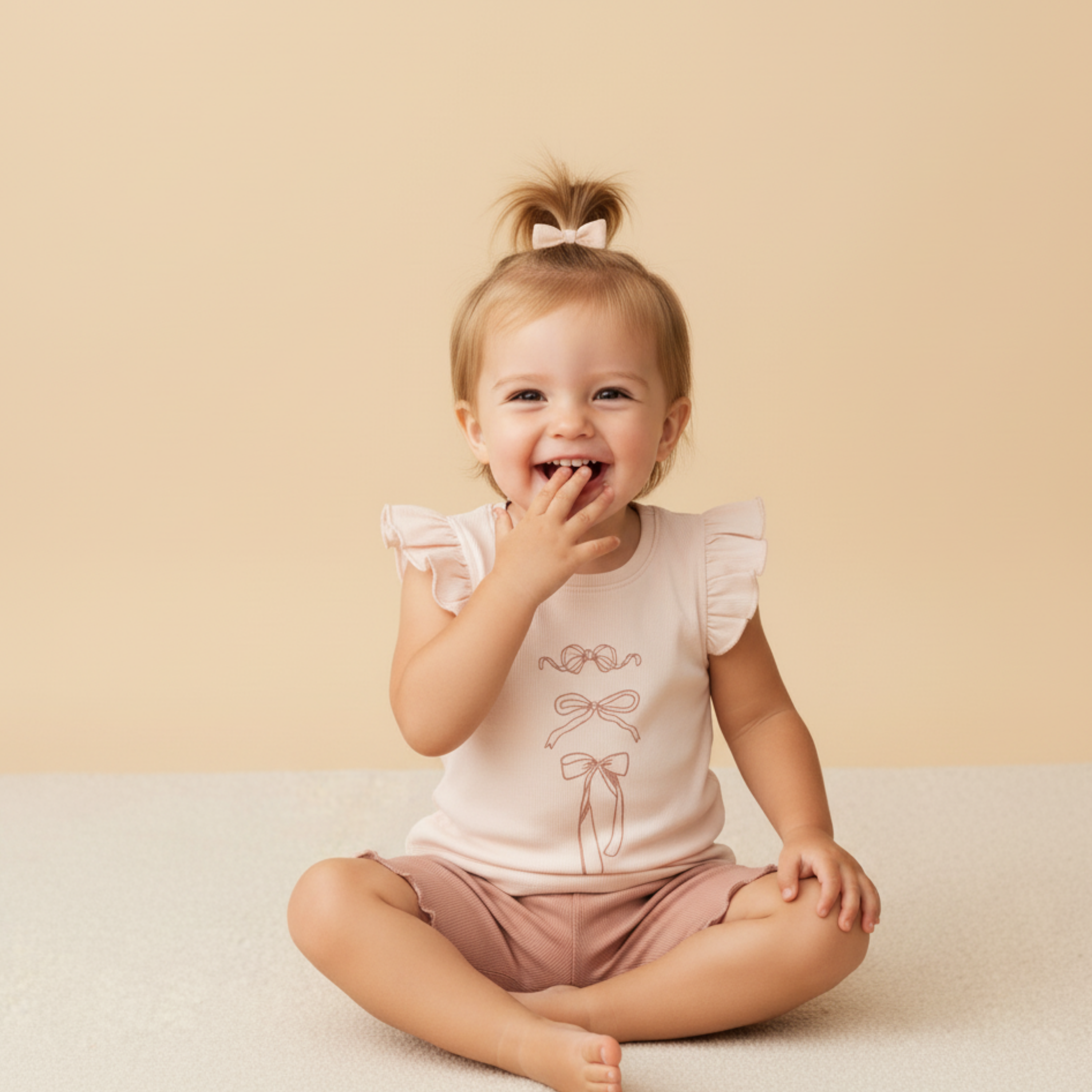 Makemake Organics - Organic Sleeveless Flutter Top & Shorts Set - Bows
