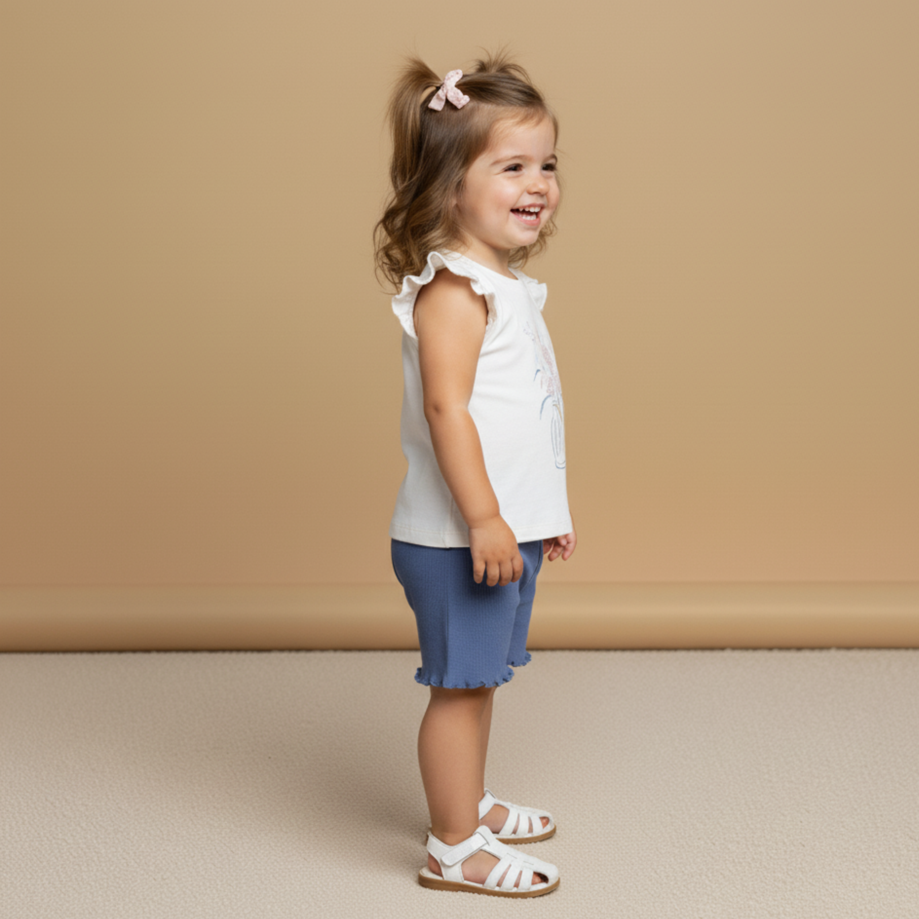 Makemake Organics - Organic Sleeveless Flutter Top & Shorts Set - Spring Floral