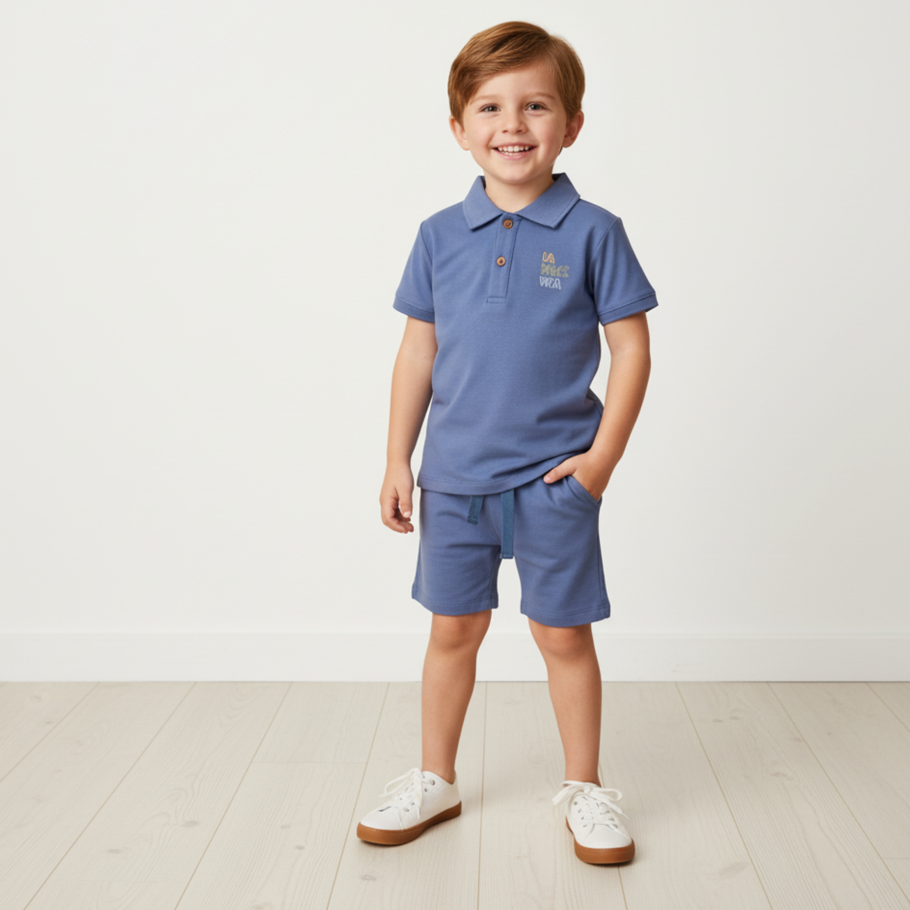 Makemake Organics - Organic Polo Shirt & Shorts Set - Slate