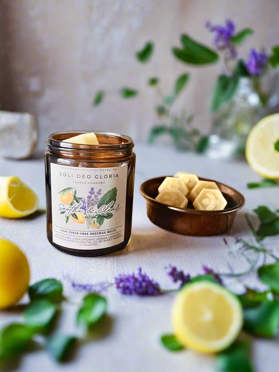 Soli Deo Gloria Candle Company Beeswax Wax Melts | Natural Essential Oil Wax Melts