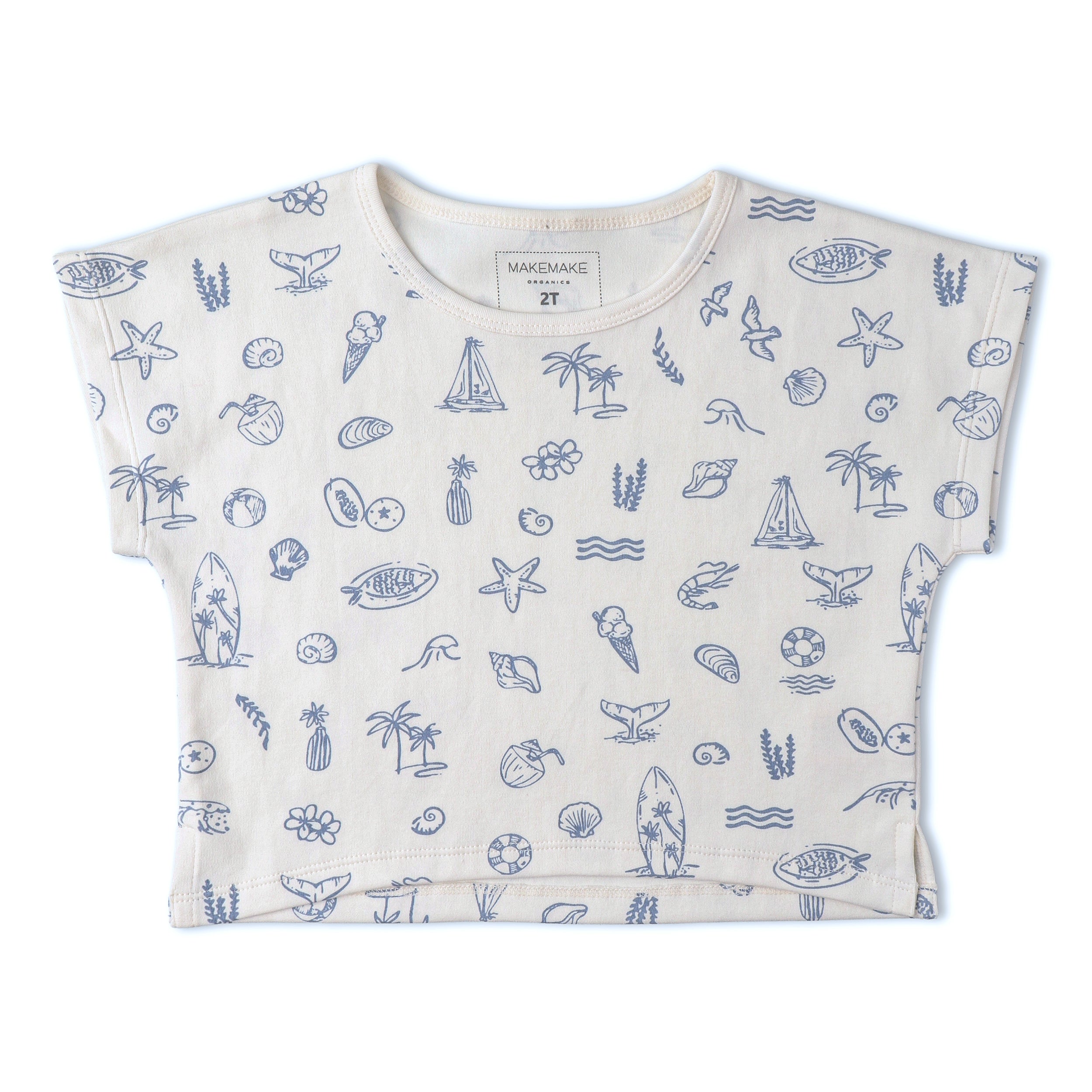 Makemake Organics - Organic Drop Shoulder Tee & Shorts Set - Coastal