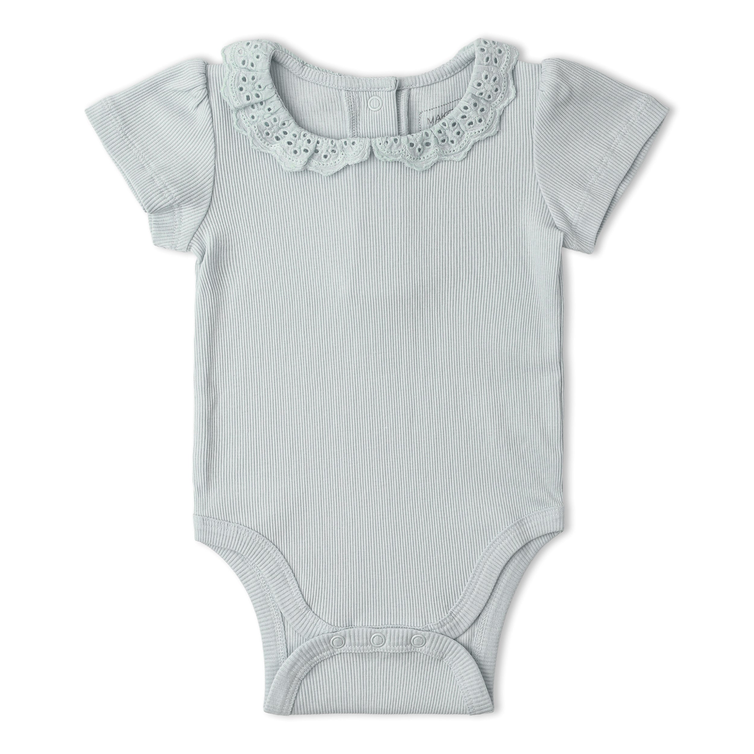 Makemake Organics - Organic Lace Collar Onesie & Tights Set - Fog