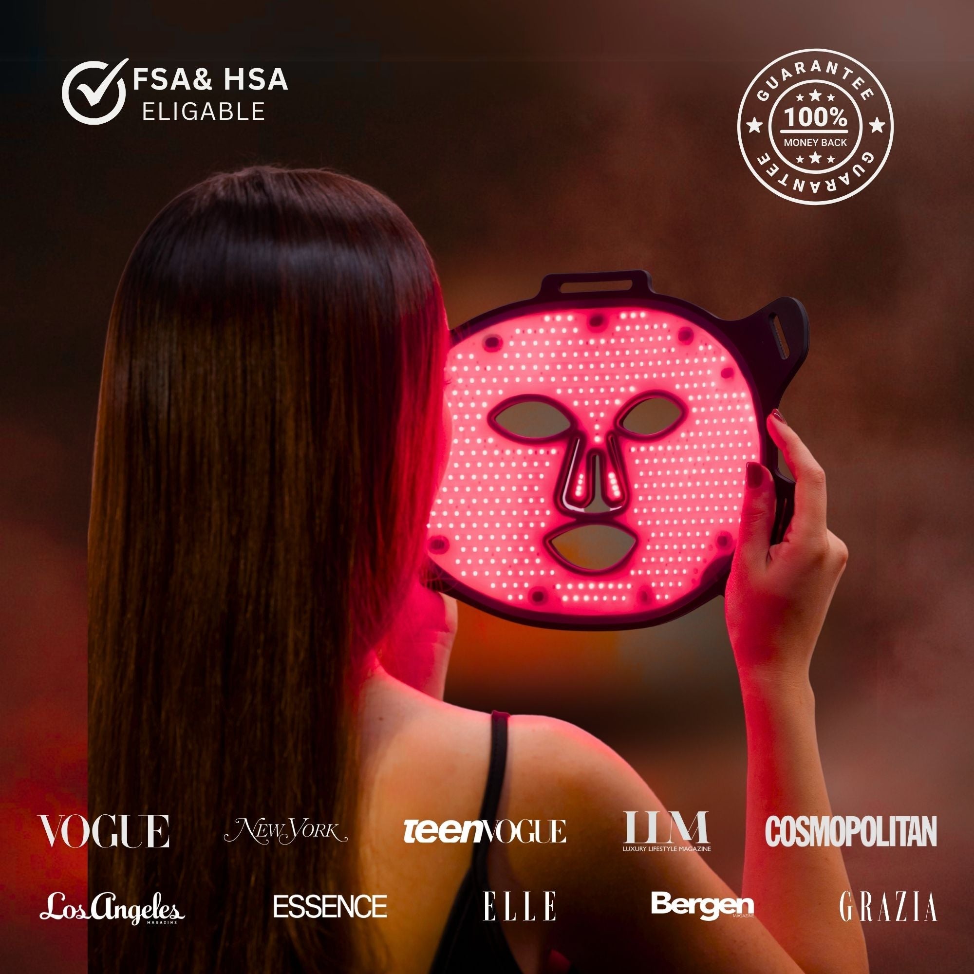 VISO FDA-Certified Red Light Therapy Mask - 470 Micro-LEDs for Anti-Aging