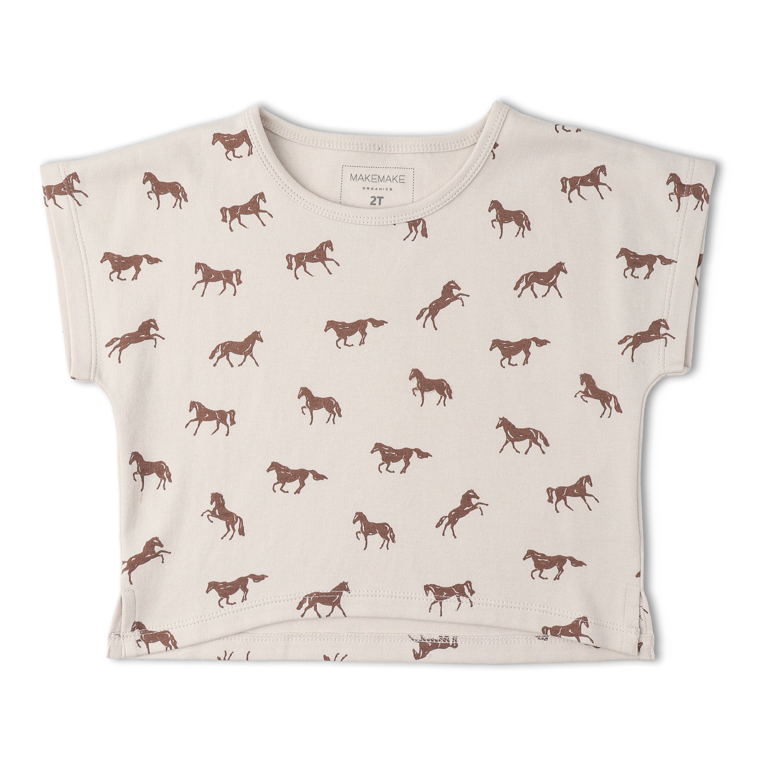 Makemake Organics - Organic Drop Shoulder Tee & Shorts Set - Horses