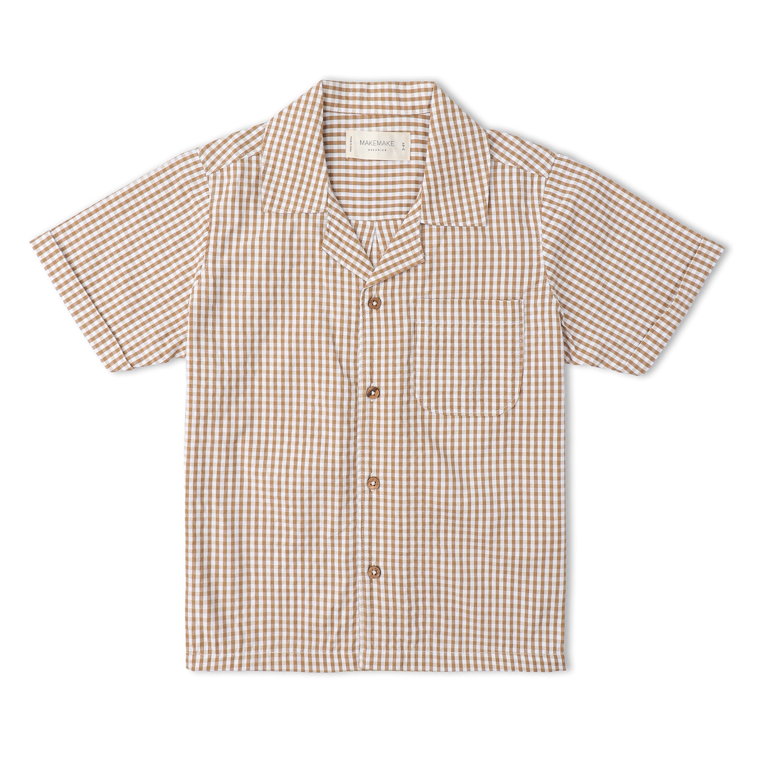 Makemake Organics - Organic Shirt & Shorts Set - Caramel Check