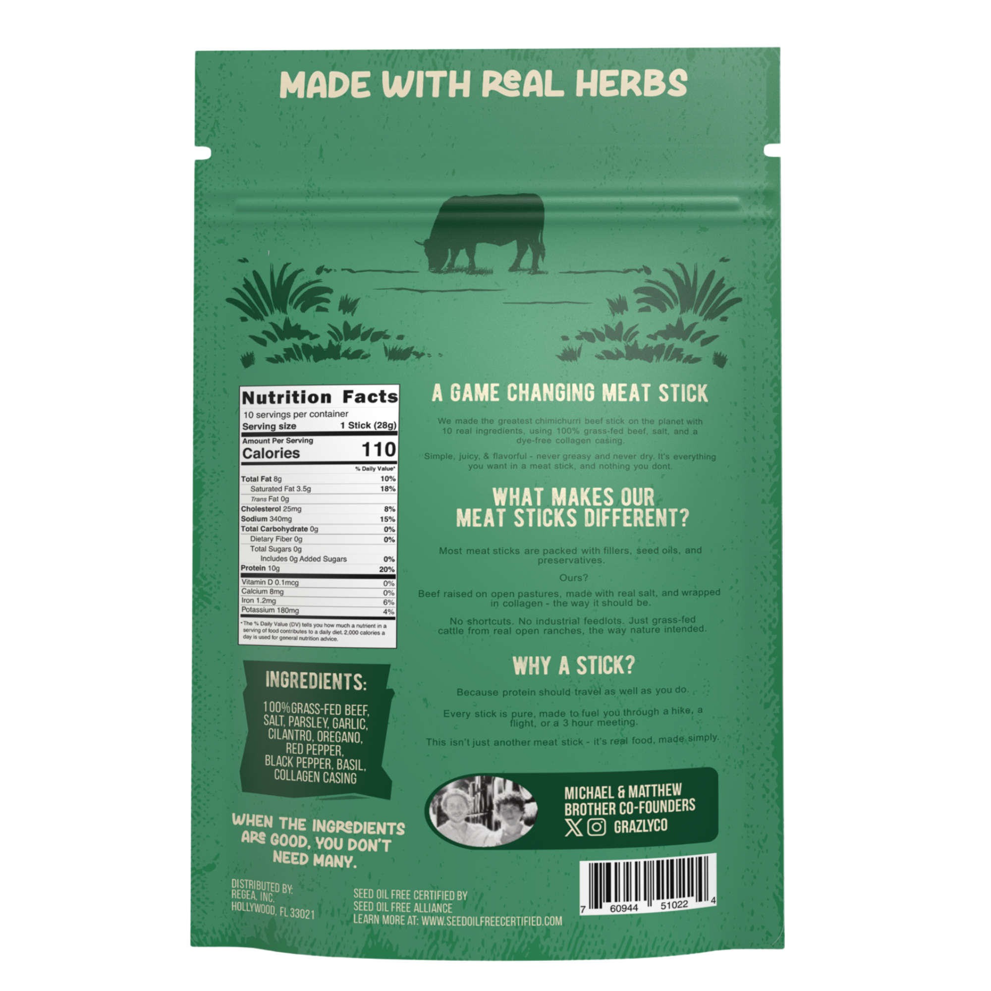 Grazly Chimichurri Beef Meat Sticks