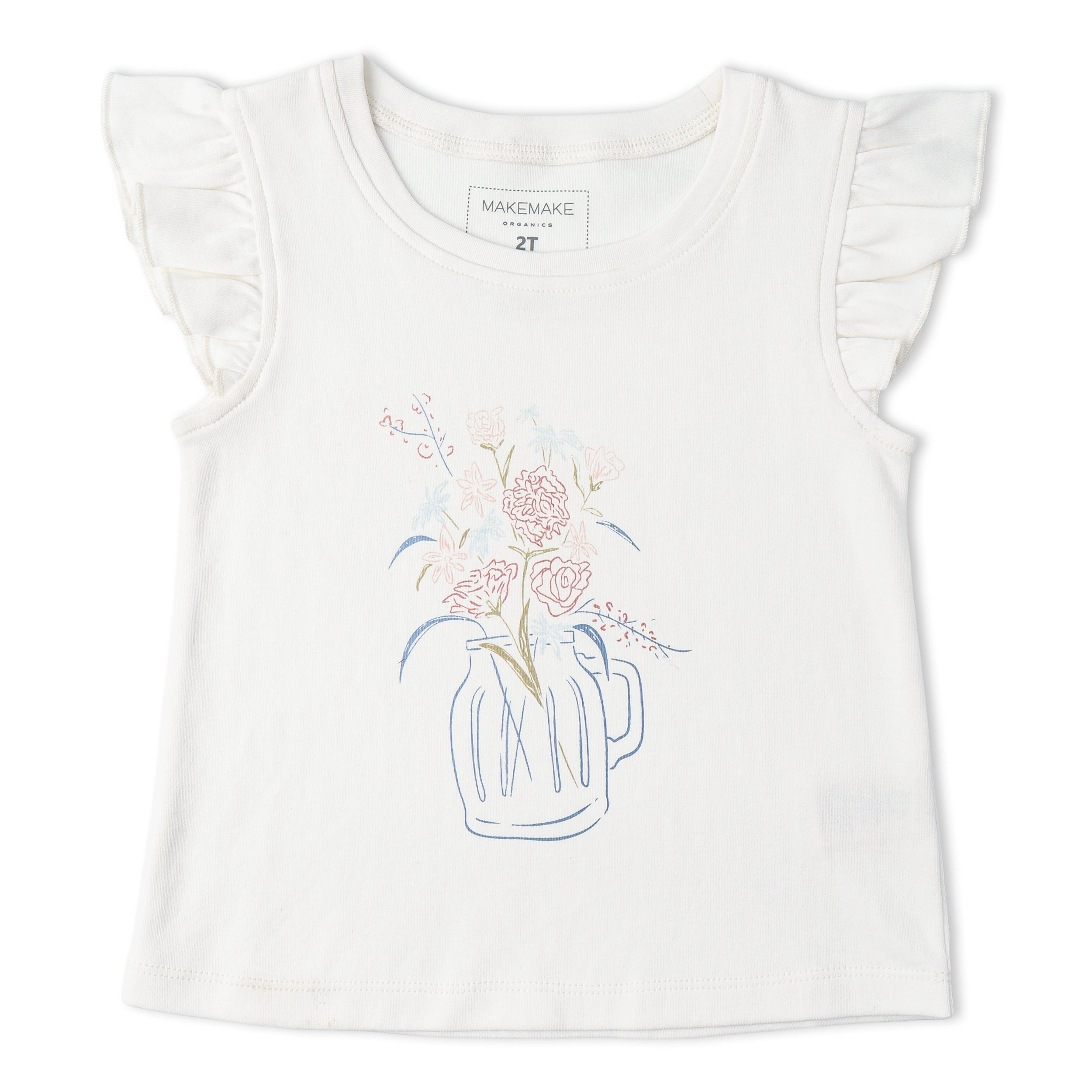 Makemake Organics - Organic Sleeveless Flutter Top & Shorts Set - Spring Floral