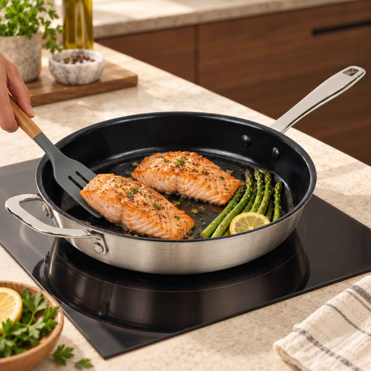 Alva Cookware 5-Ply Nonstick Stainless Frying Pan