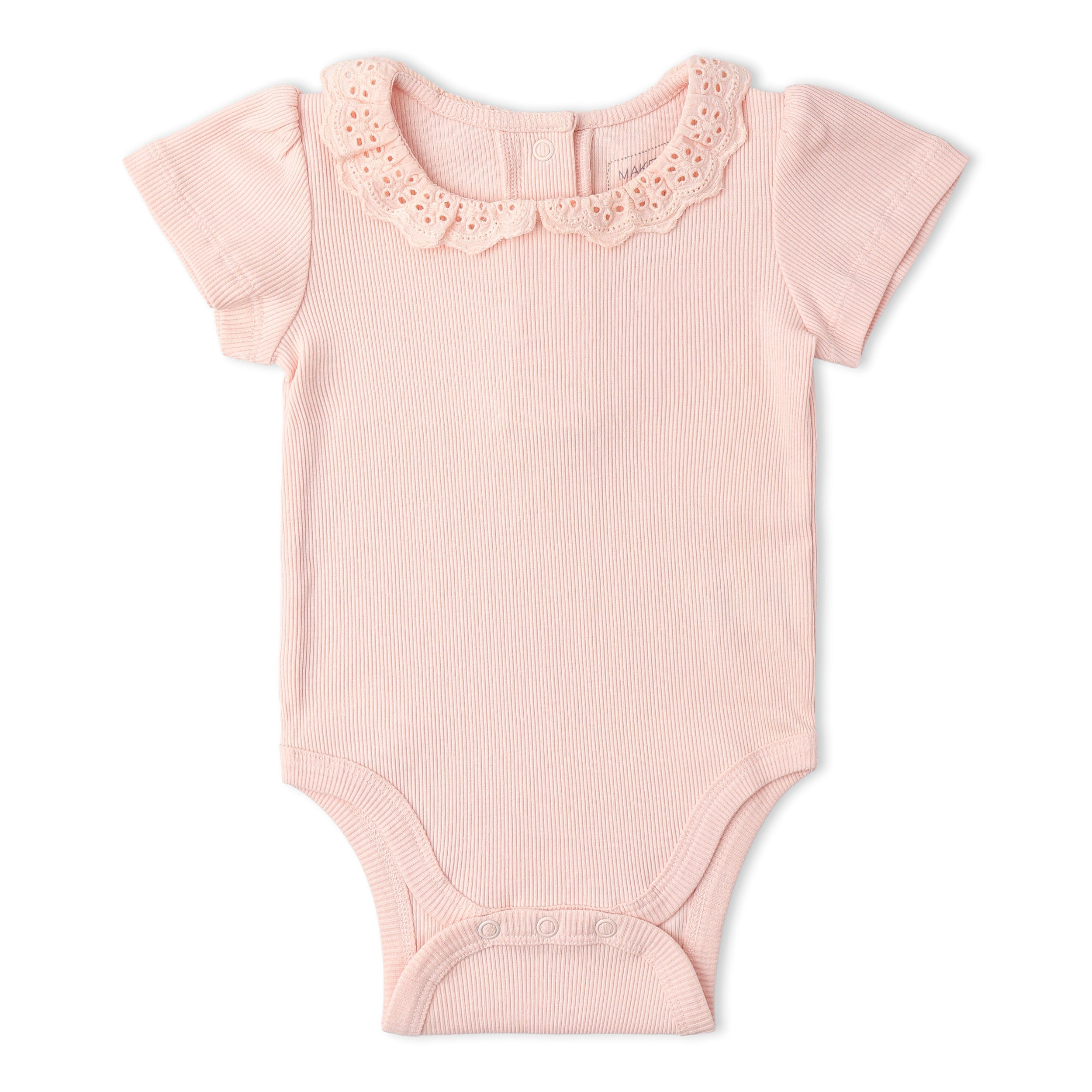 Makemake Organics - Organic Lace Collar Onesie & Tights Set - Blush