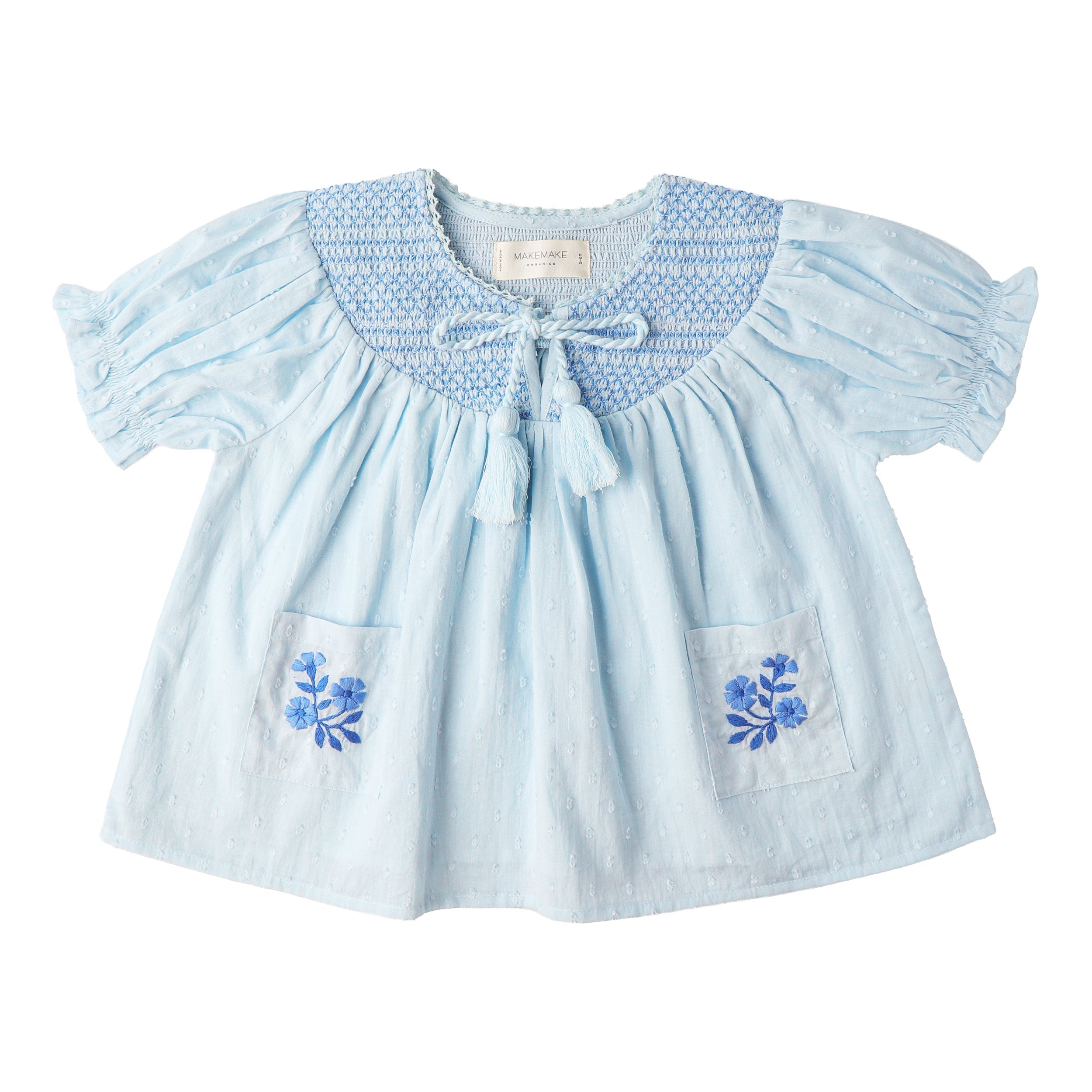 Makemake Organics - Organic Smocked Top & Shorts Set - Light Blue