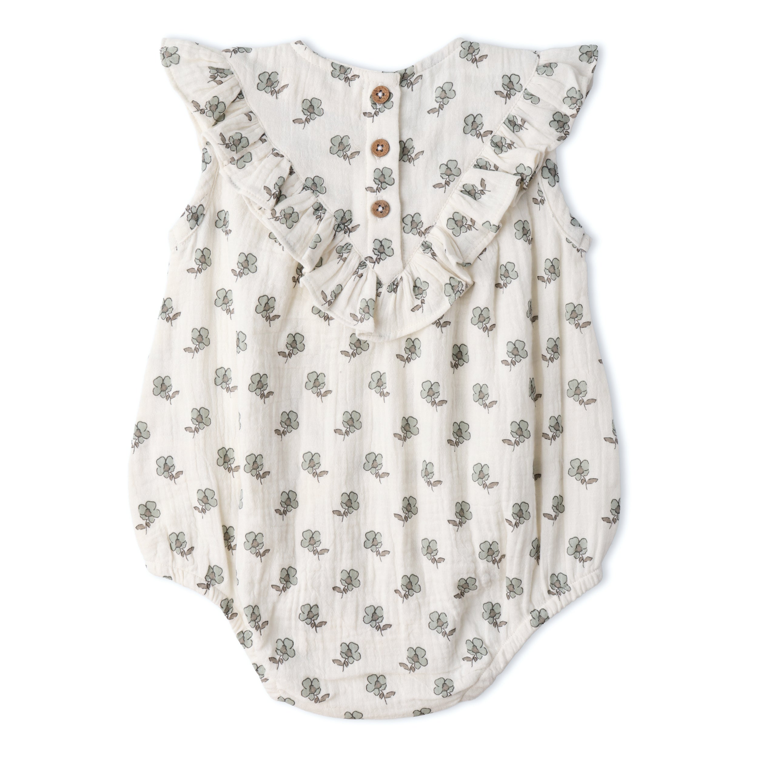 Makemake Organics - Organic Sleeveless Ruffle Bubble Romper - Poppy