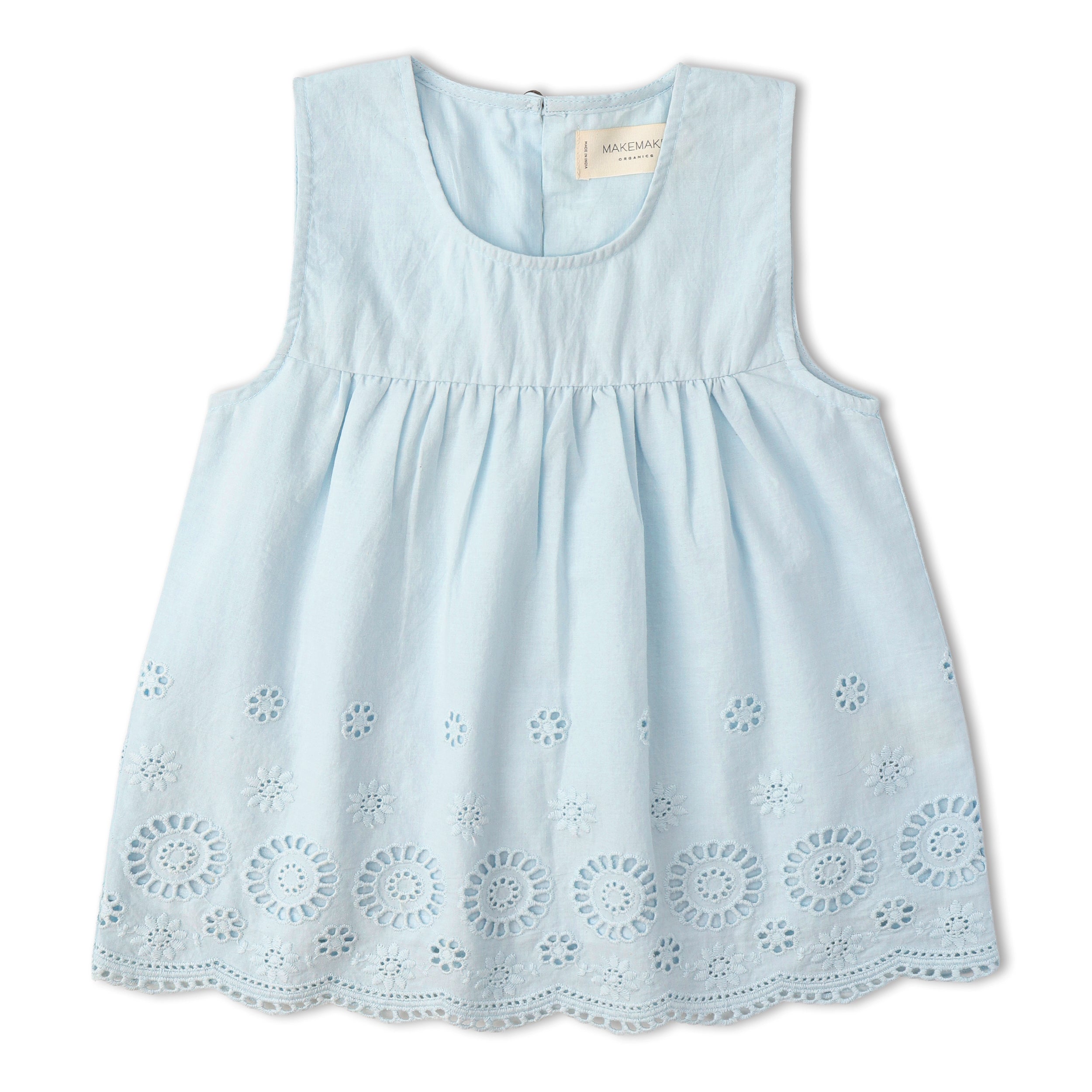 Makemake Organics - Organic Eyelet Top And Pant Set - Light Blue Eyelet