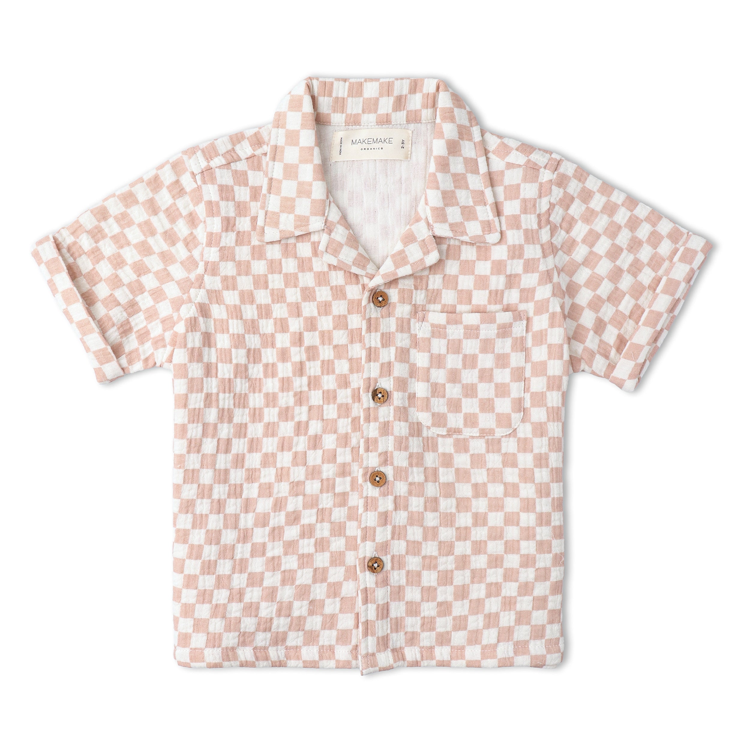 Makemake Organics - Organic Shirt & Shorts Set - Brick Checks