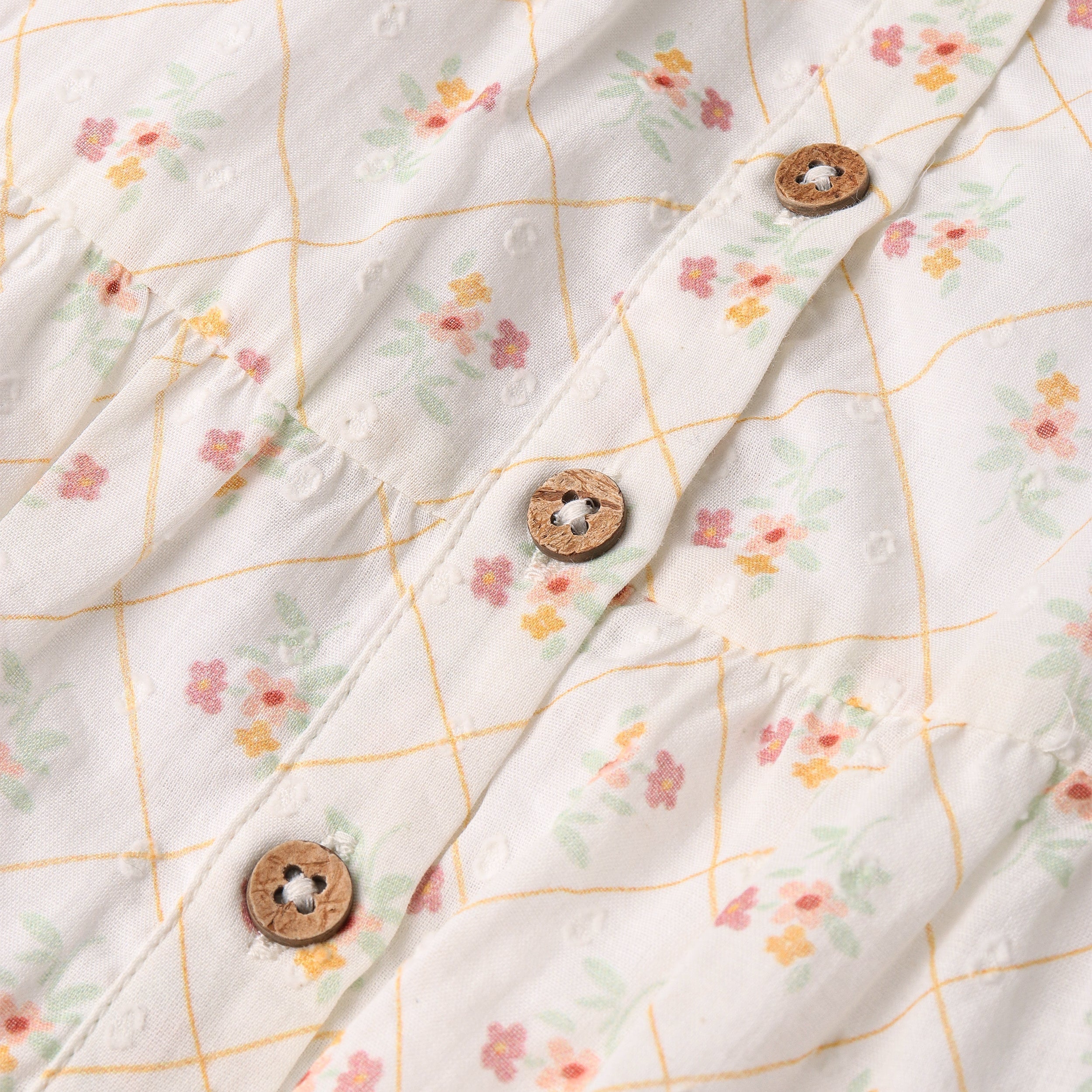 Makemake Organics - Organic Flutter Buttoned Tiered Dress - Spring Weave