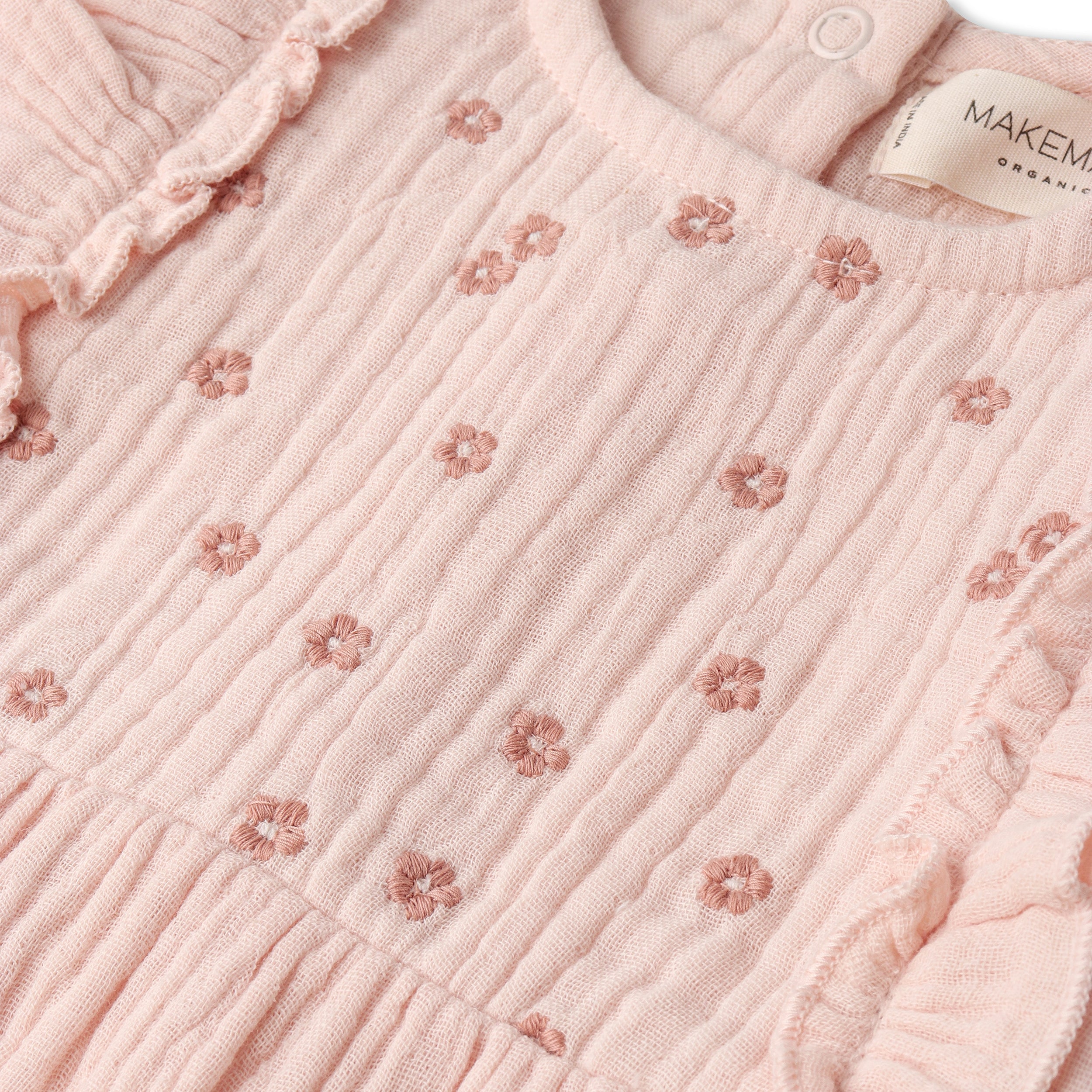 Makemake Organics - Organic Embroidered Ruffle Romper - Blush