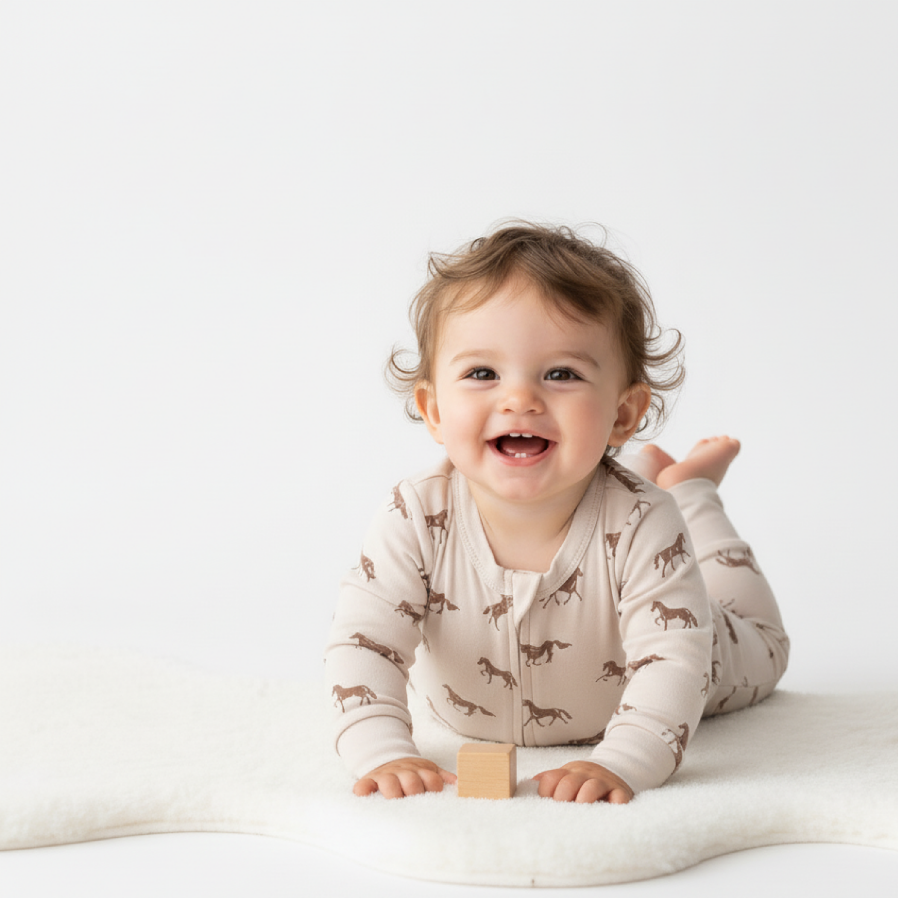 Makemake Organics - Organic 2-Way Zip Romper - Horses