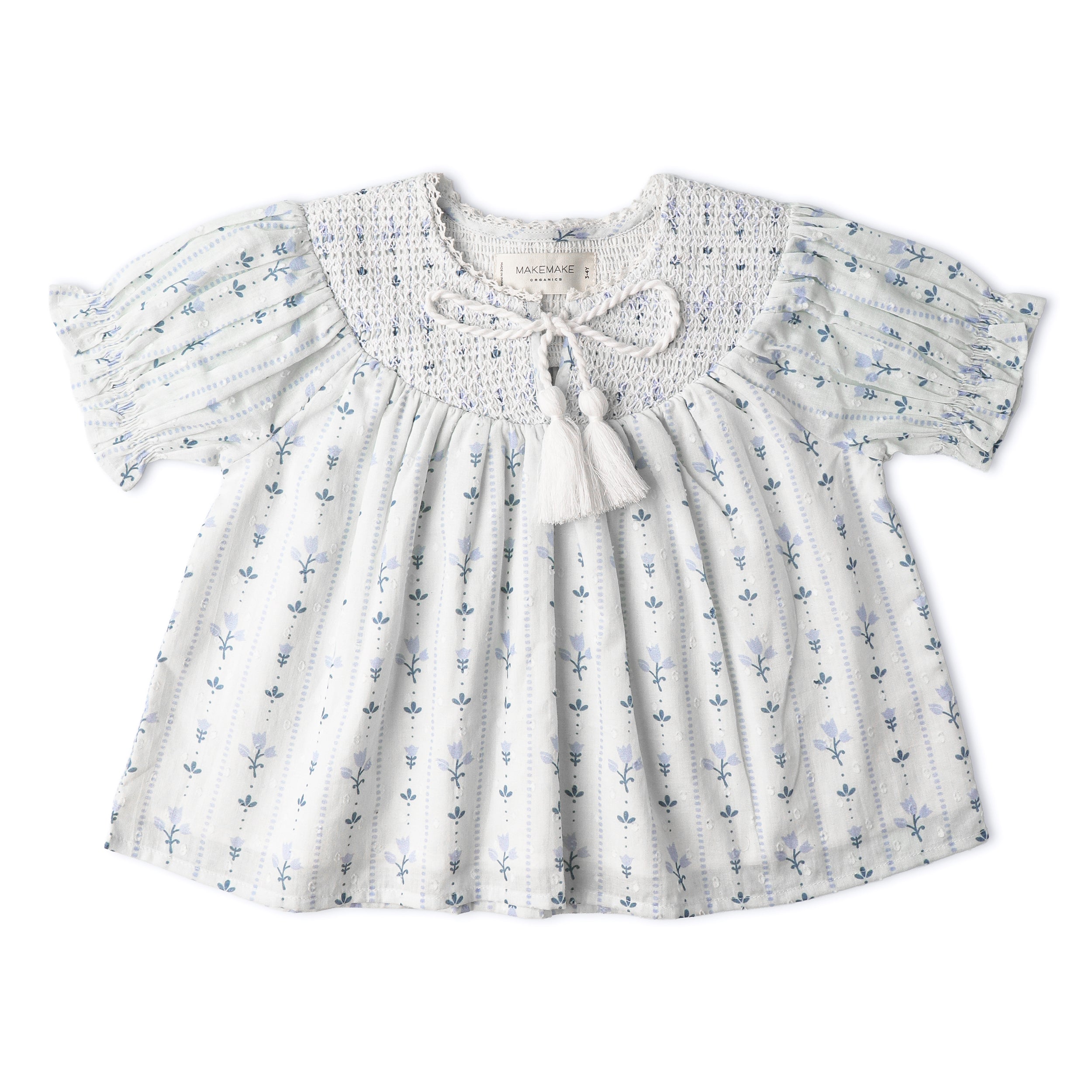 Makemake Organics - Organic Smocked Top & Shorts Set - Blue Vines