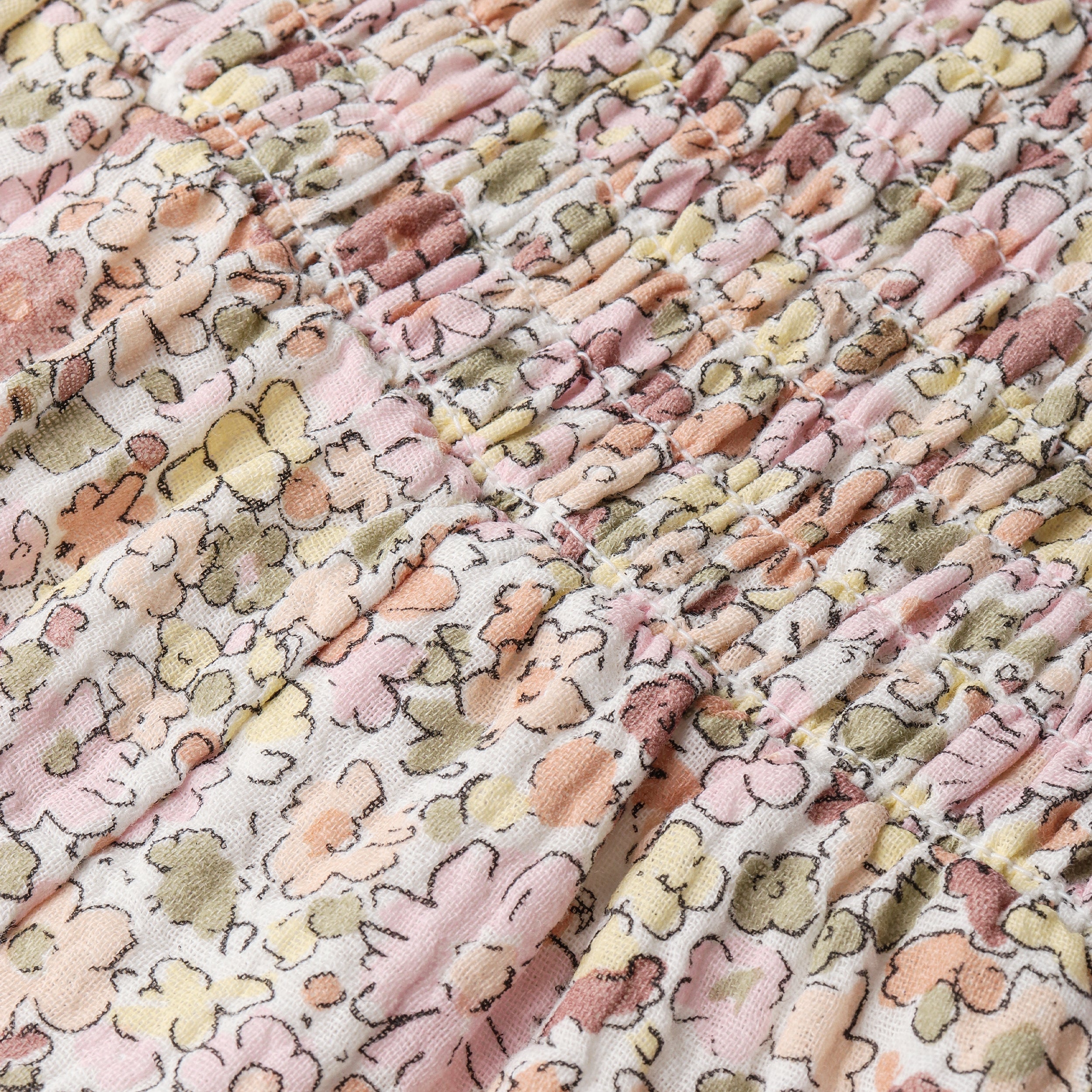 Makemake Organics - Organic Smocked Jumpsuit - Pastel Bloom