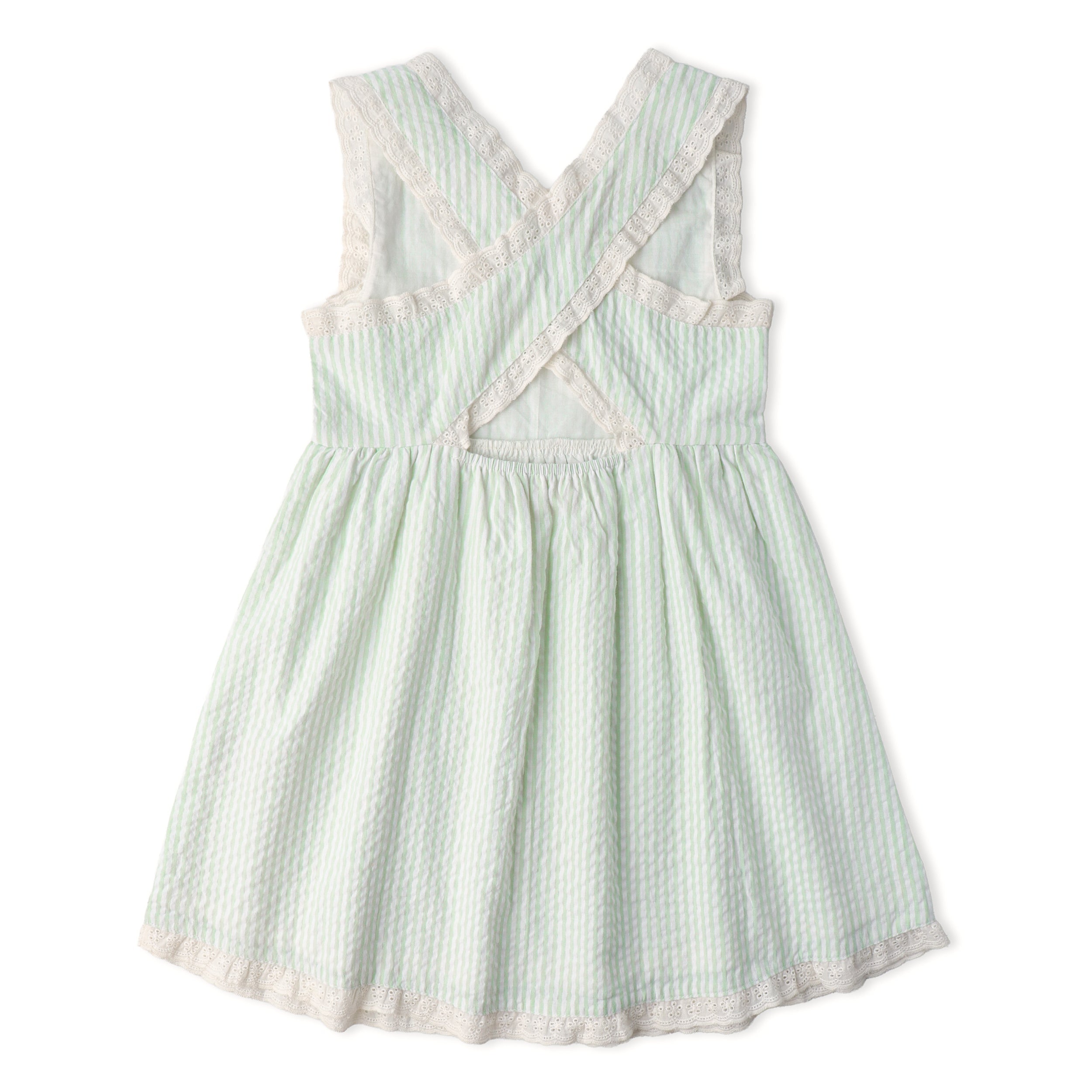 Makemake Organics - Organic Cross Back Dress - Basil Stripes