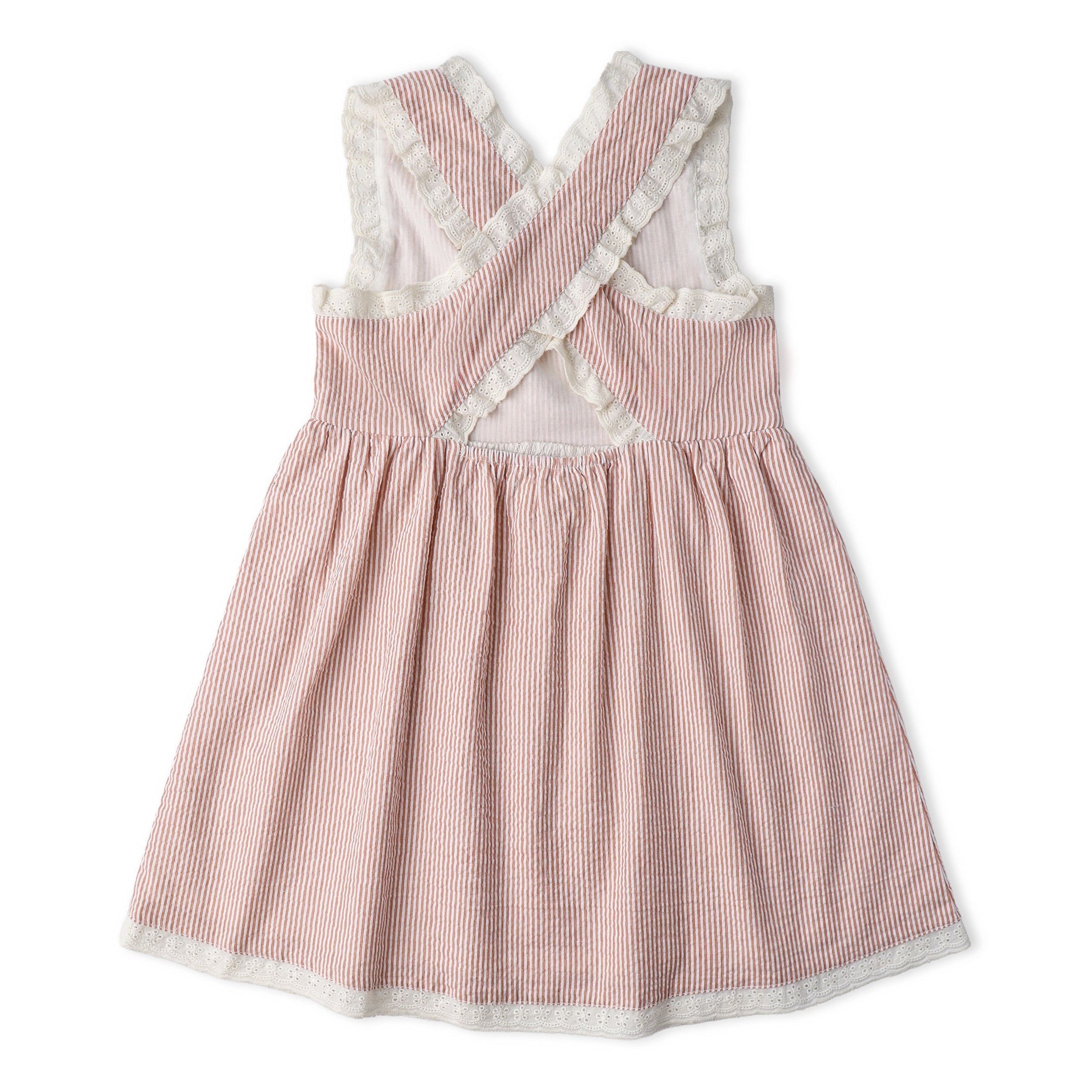 Makemake Organics - Organic Cross Back Dress - Coral Stripes