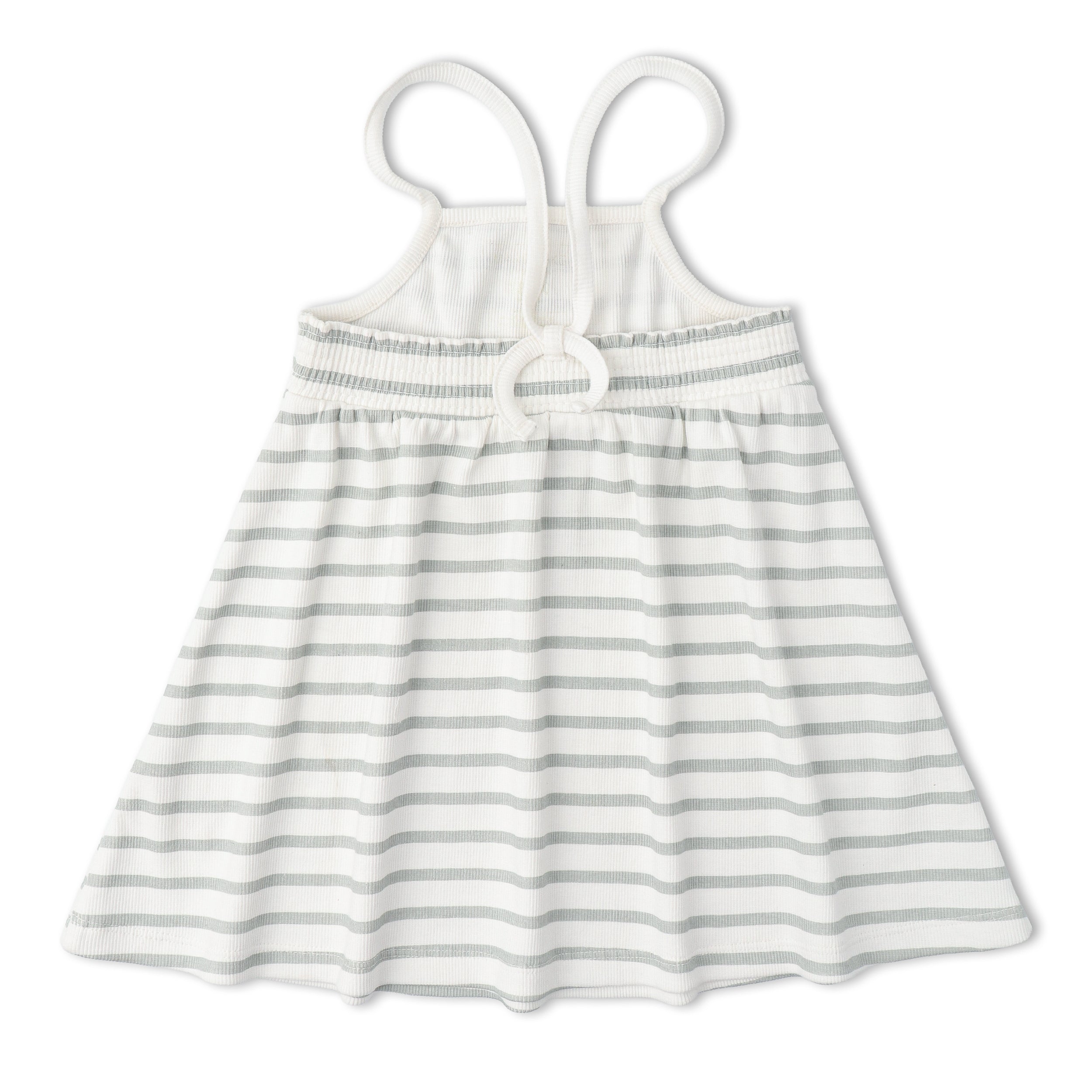 Makemake Organics - Organic Tie-Back Strap Dress - Fog Stripes