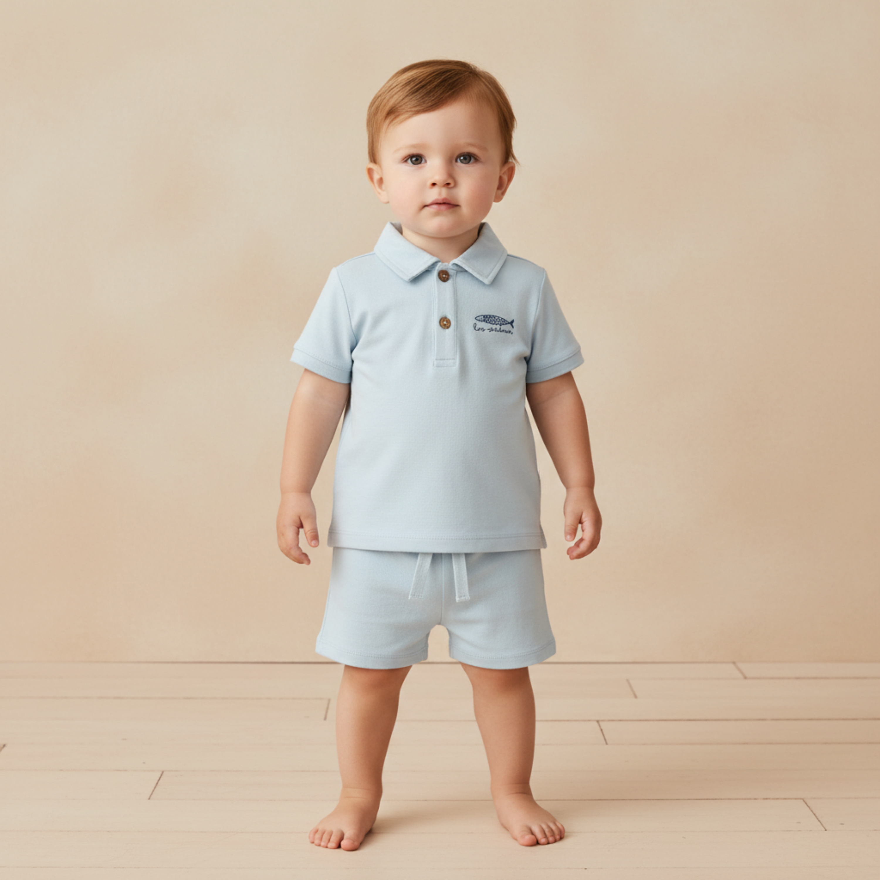 Makemake Organics - Organic Polo Shirt & Shorts Set - Light Blue