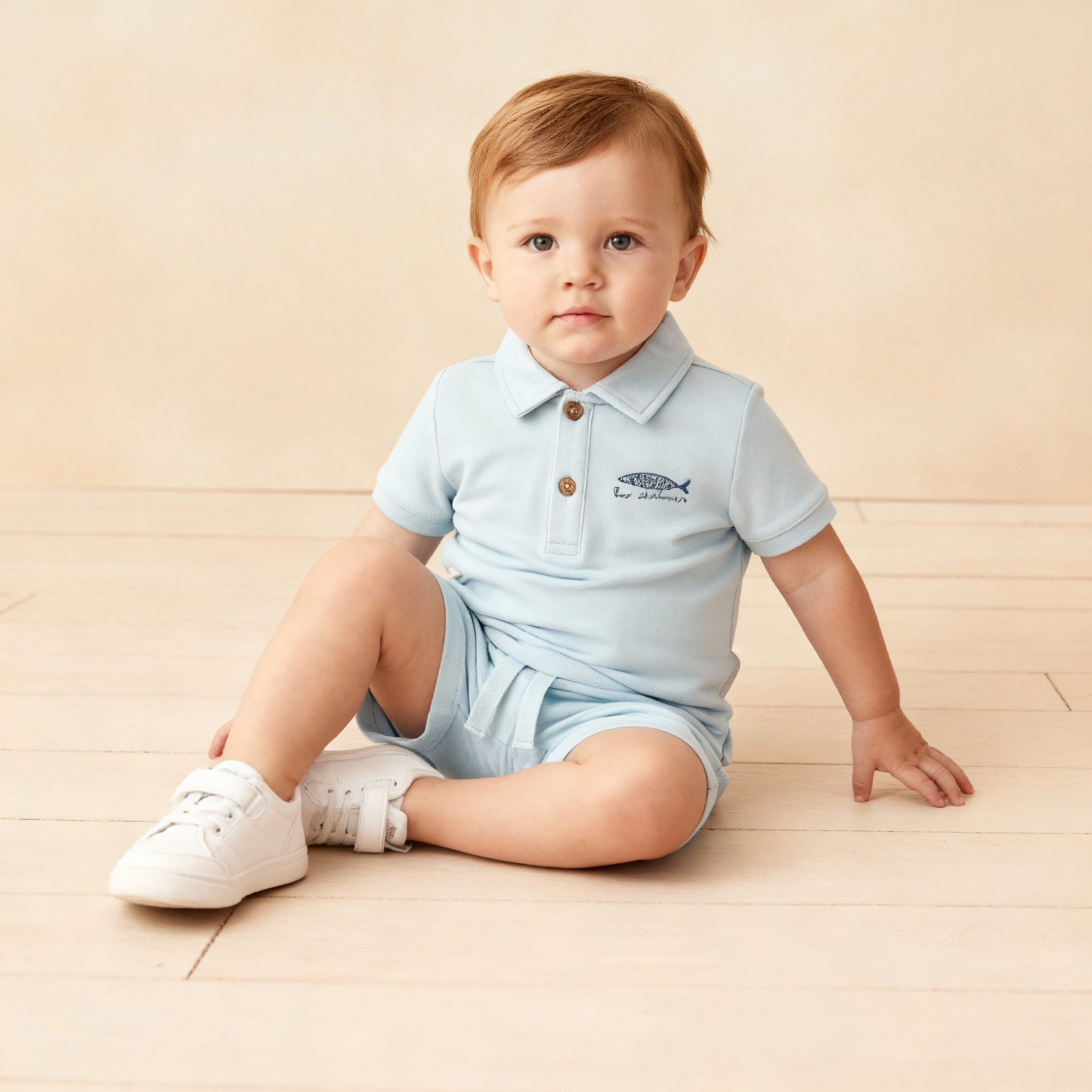 Makemake Organics - Organic Polo Shirt & Shorts Set - Light Blue