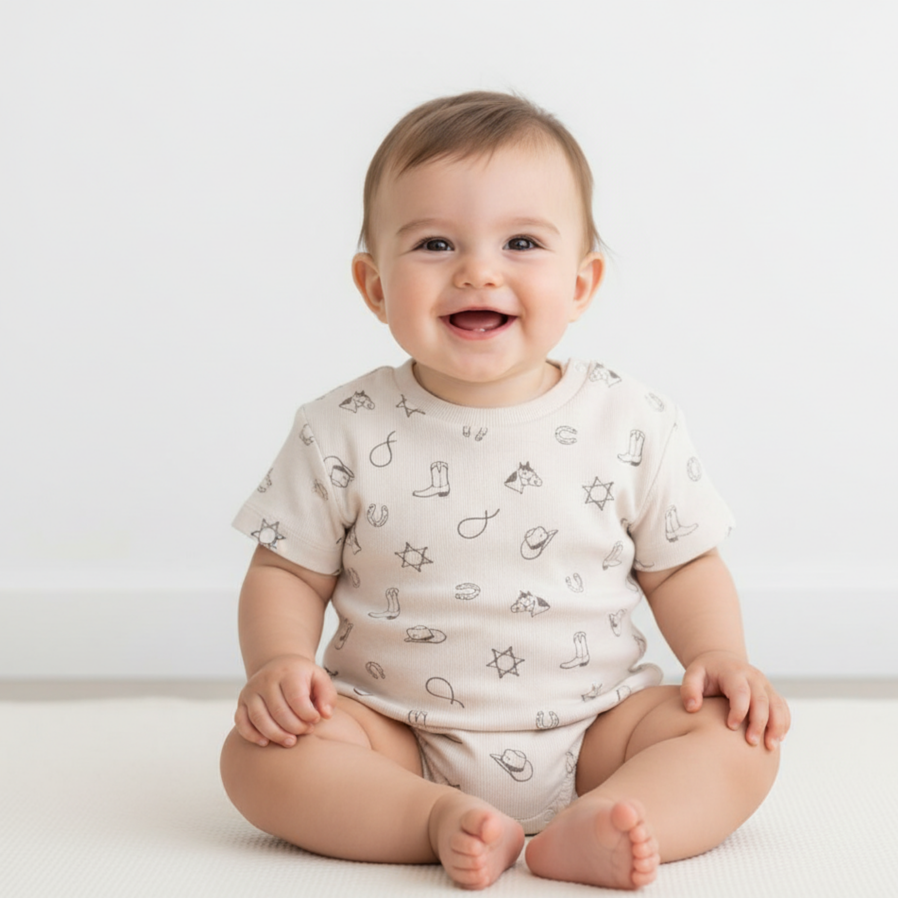 Makemake Organics - Organic Short Sleeve Bubble Romper - Rodeo